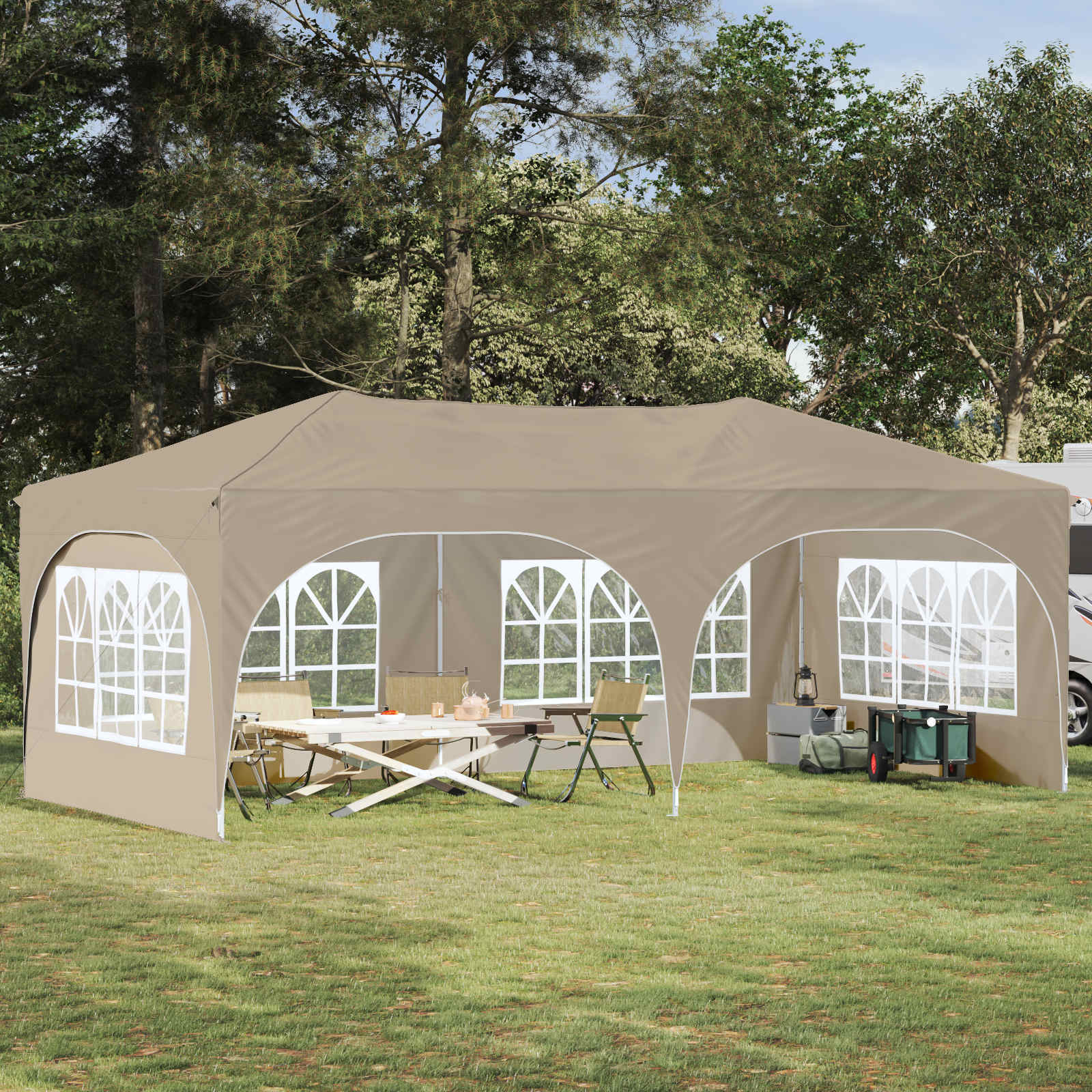 Pop-up Partyzelt 575 x 288 x 245 cm Creme Oxford-Stoff