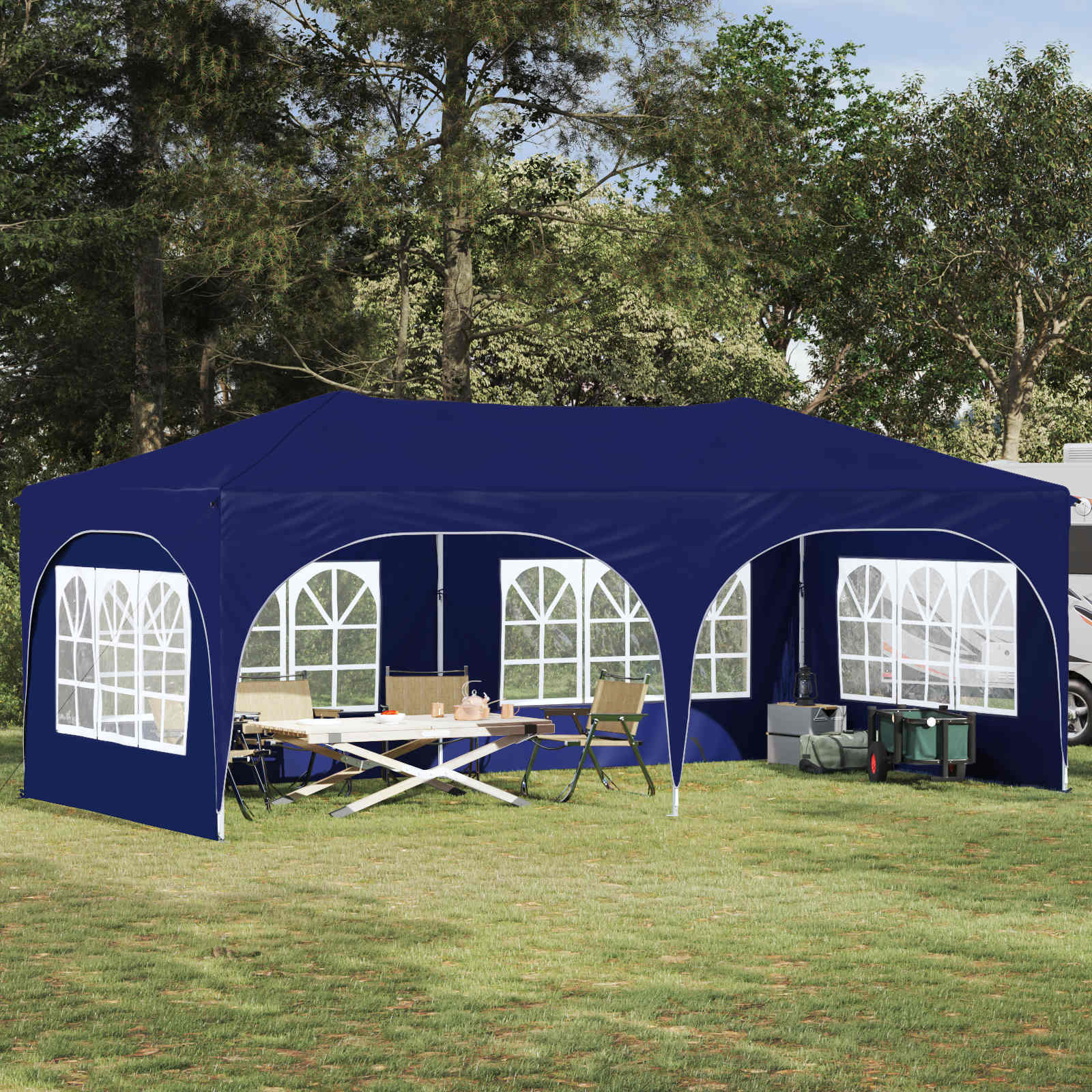 Pop-up Partyzelt 575 x 288 x 245 cm Blau Oxford-Stoff