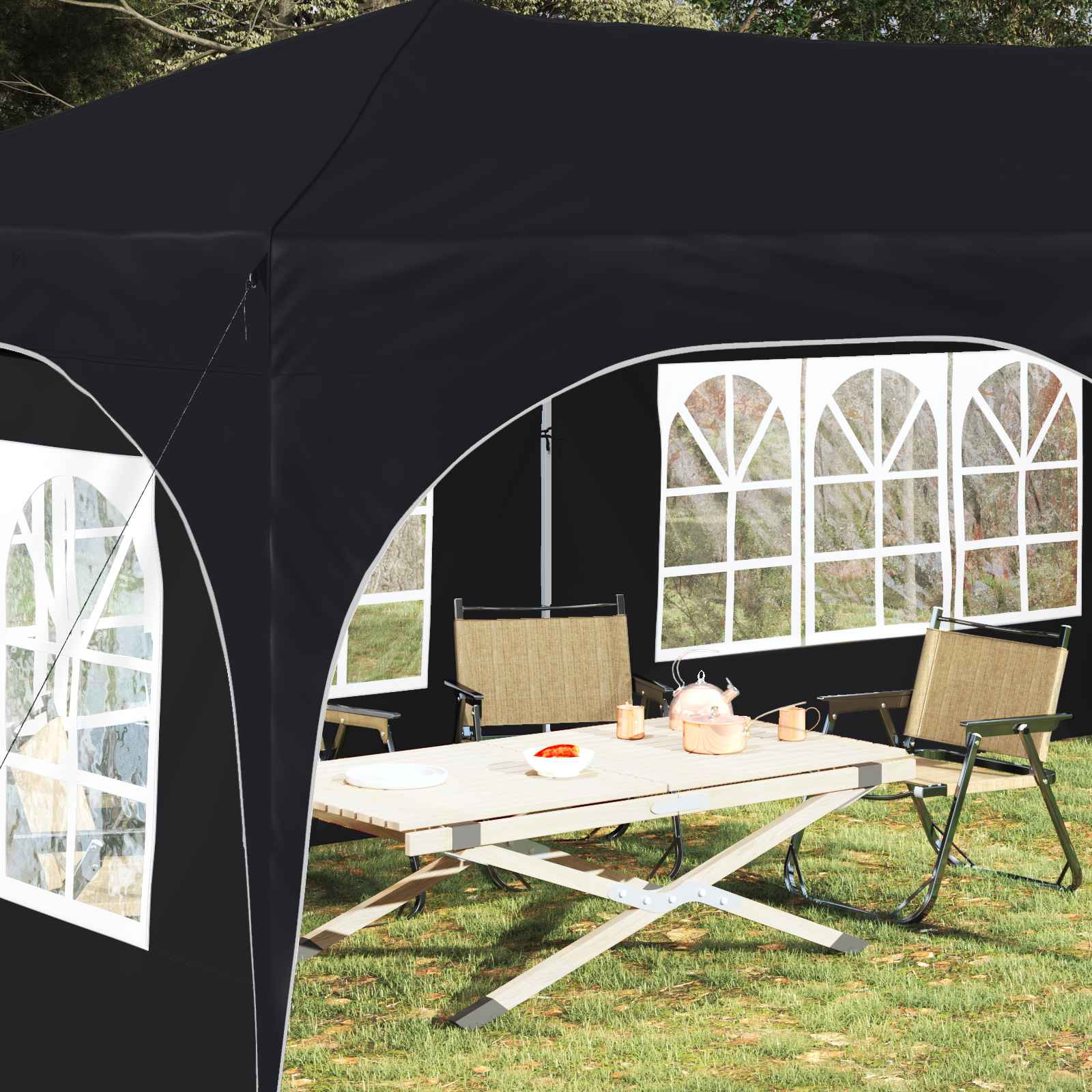 Pop-up Partyzelt 575 x 288 x 245 cm Anthrazit Oxford-Stoff