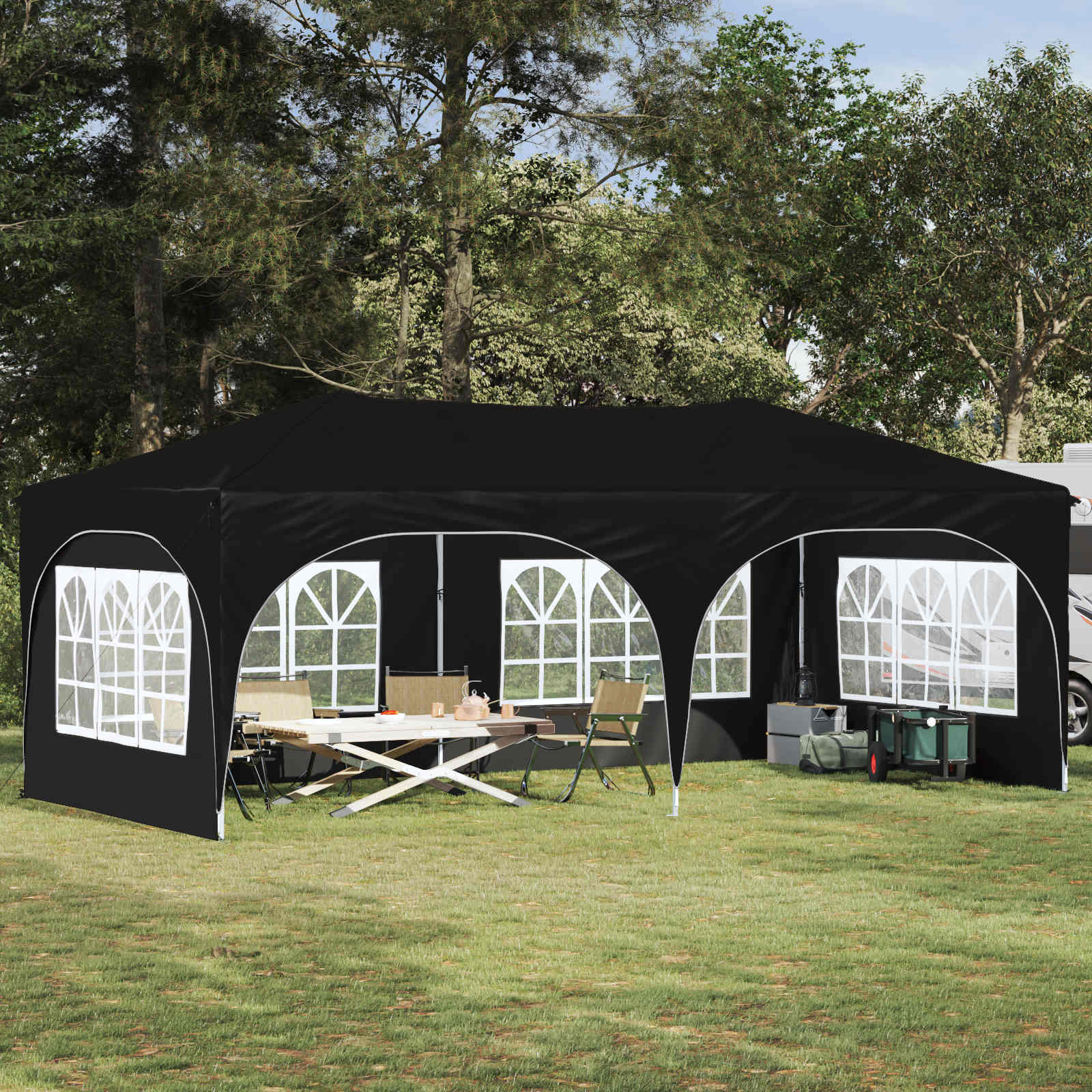 Pop-up Partyzelt 575 x 288 x 245 cm Anthrazit Oxford-Stoff