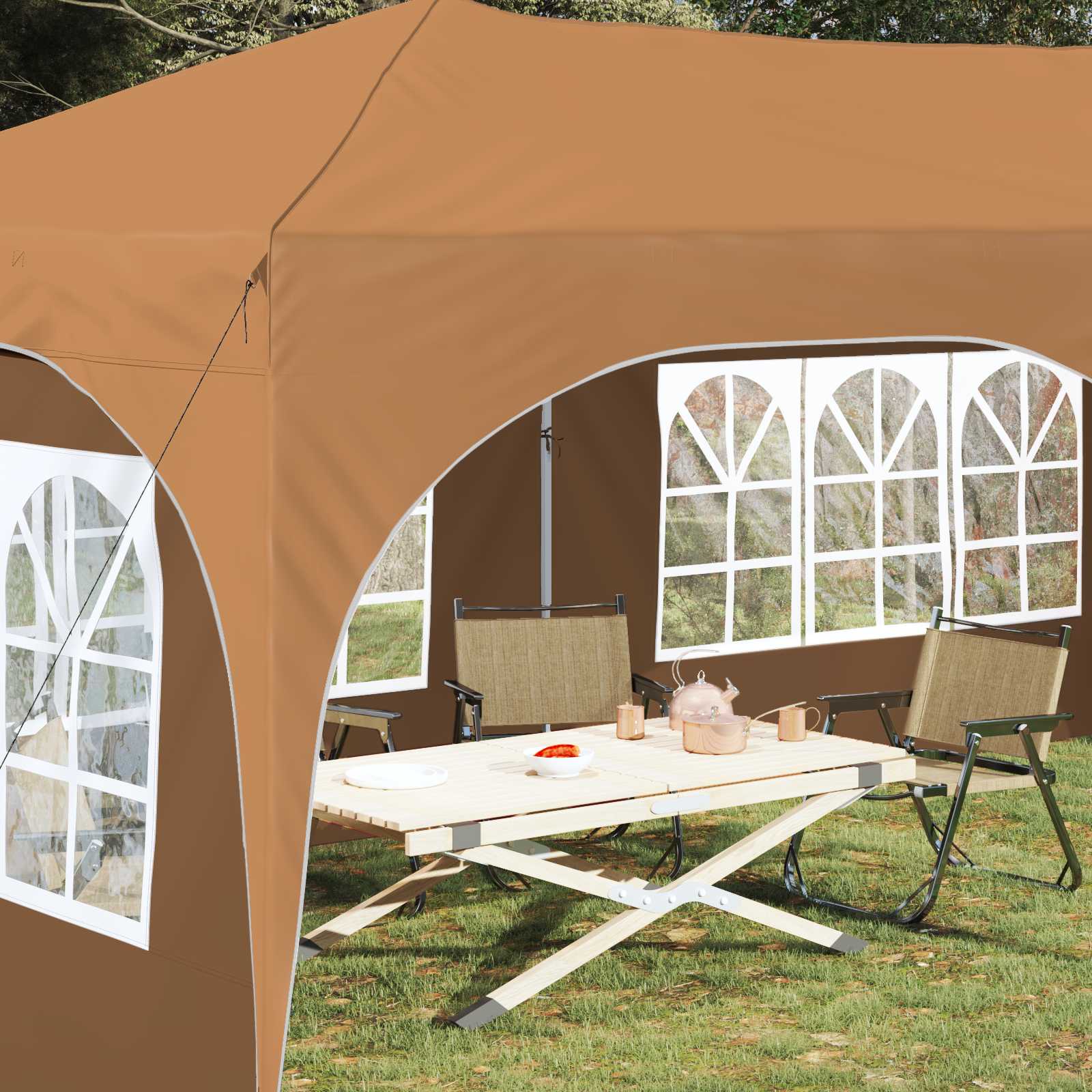 Pop-up Partyzelt 575 x 288 x 245 cm Beige Oxford-Stoff