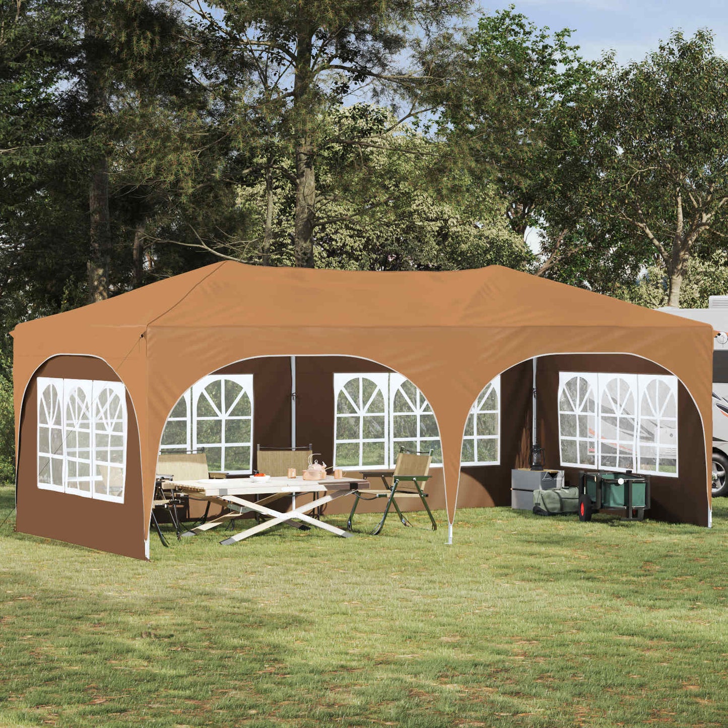 Pop-up Partyzelt 575 x 288 x 245 cm Beige Oxford-Stoff