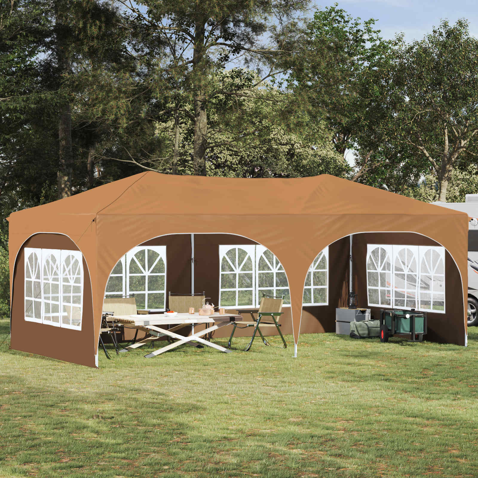Pop-up Partyzelt 575 x 288 x 245 cm Beige Oxford-Stoff