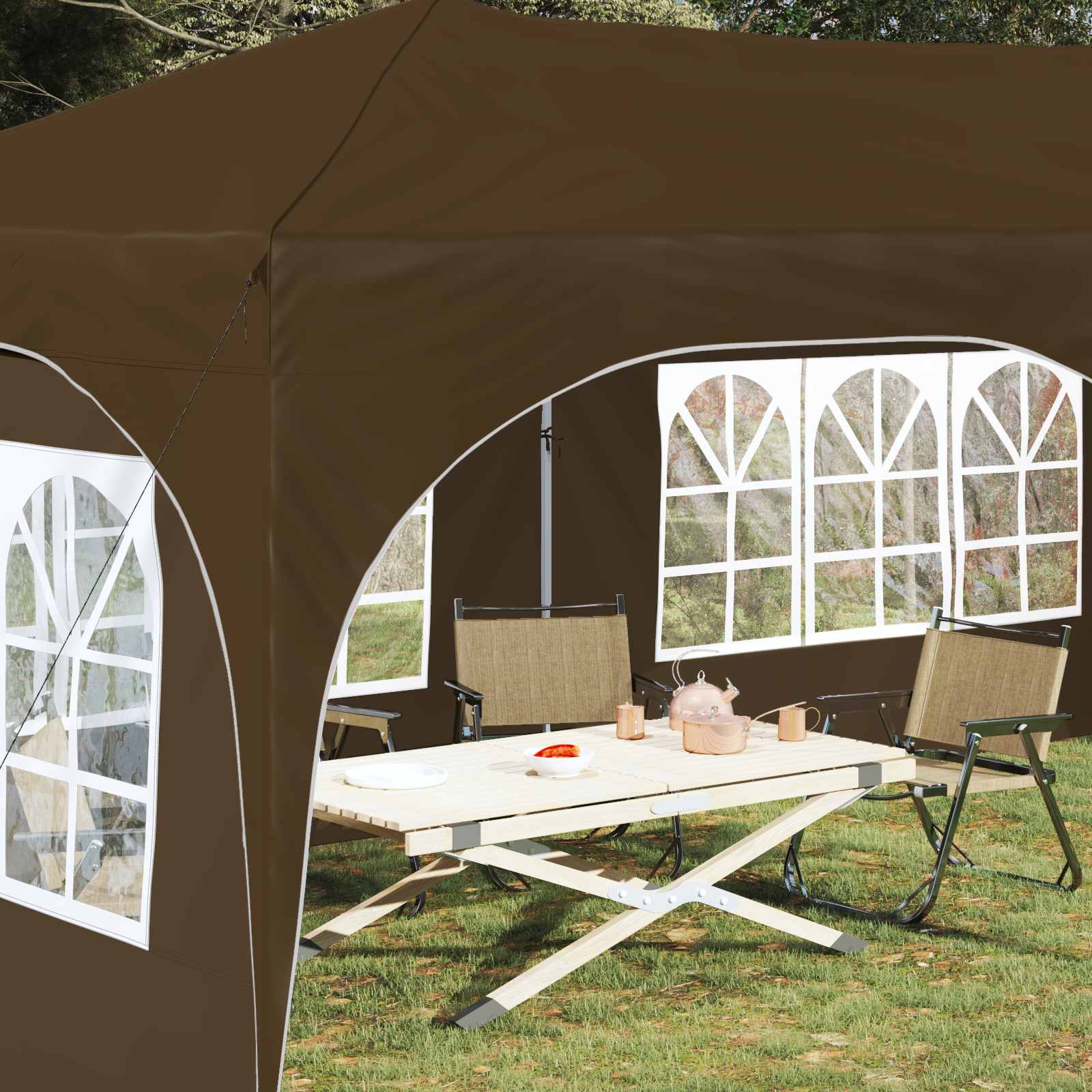 Pop-up Partyzelt 575 x 288 x 245 cm Taupe Oxford-Stoff