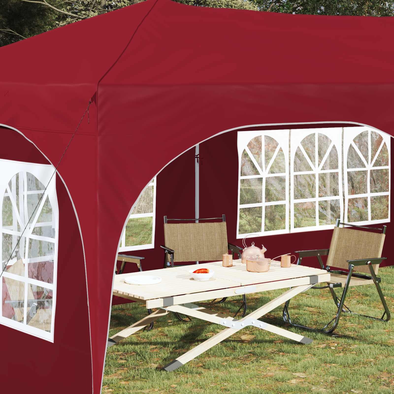Pop-up Partyzelt 575 x 288 x 245 cm Bordeauxrot Oxford-Stoff