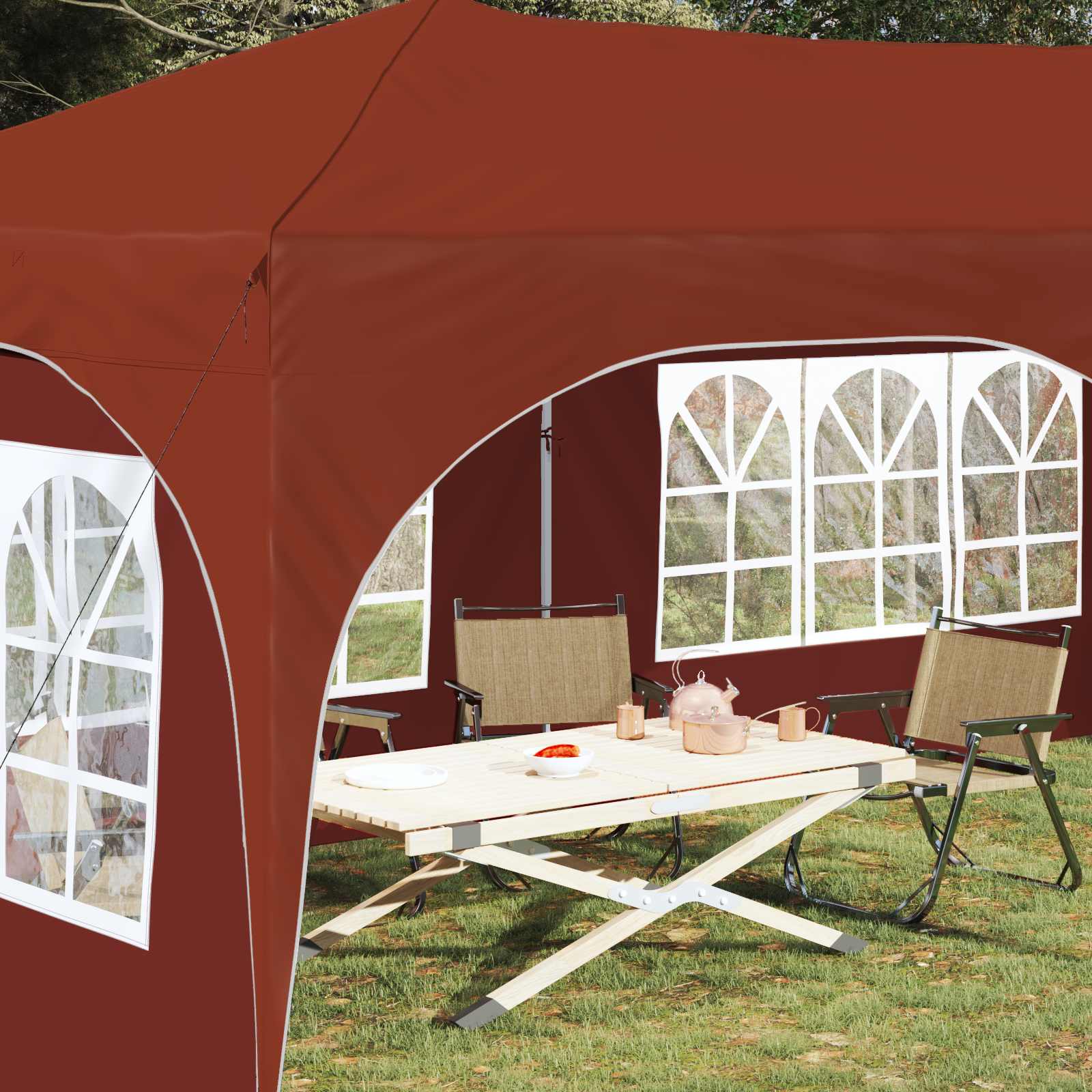 Pop-up Partyzelt 575 x 288 x 245 cm Terrakotta Oxford-Stoff