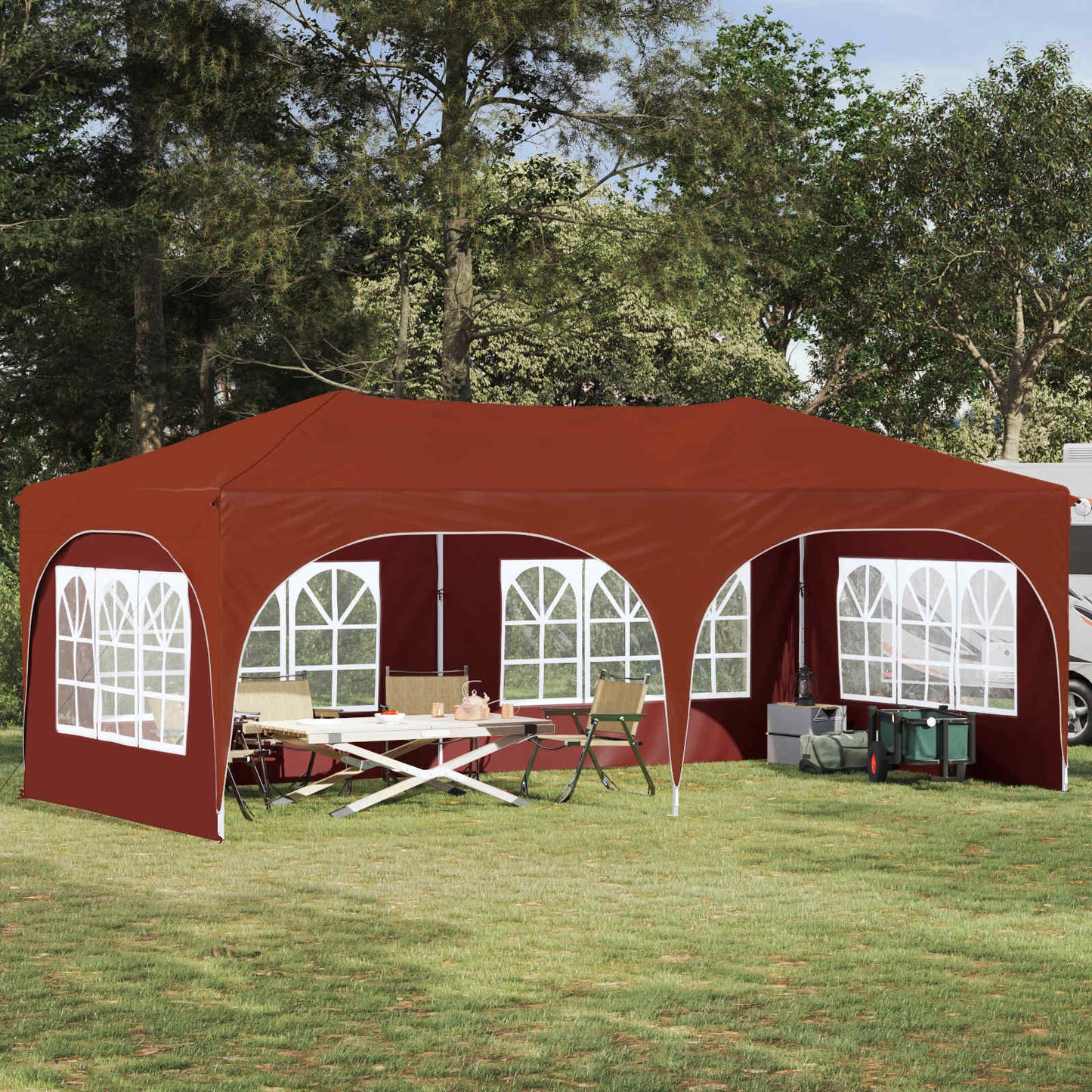 Pop-up Partyzelt 575 x 288 x 245 cm Terrakotta Oxford-Stoff