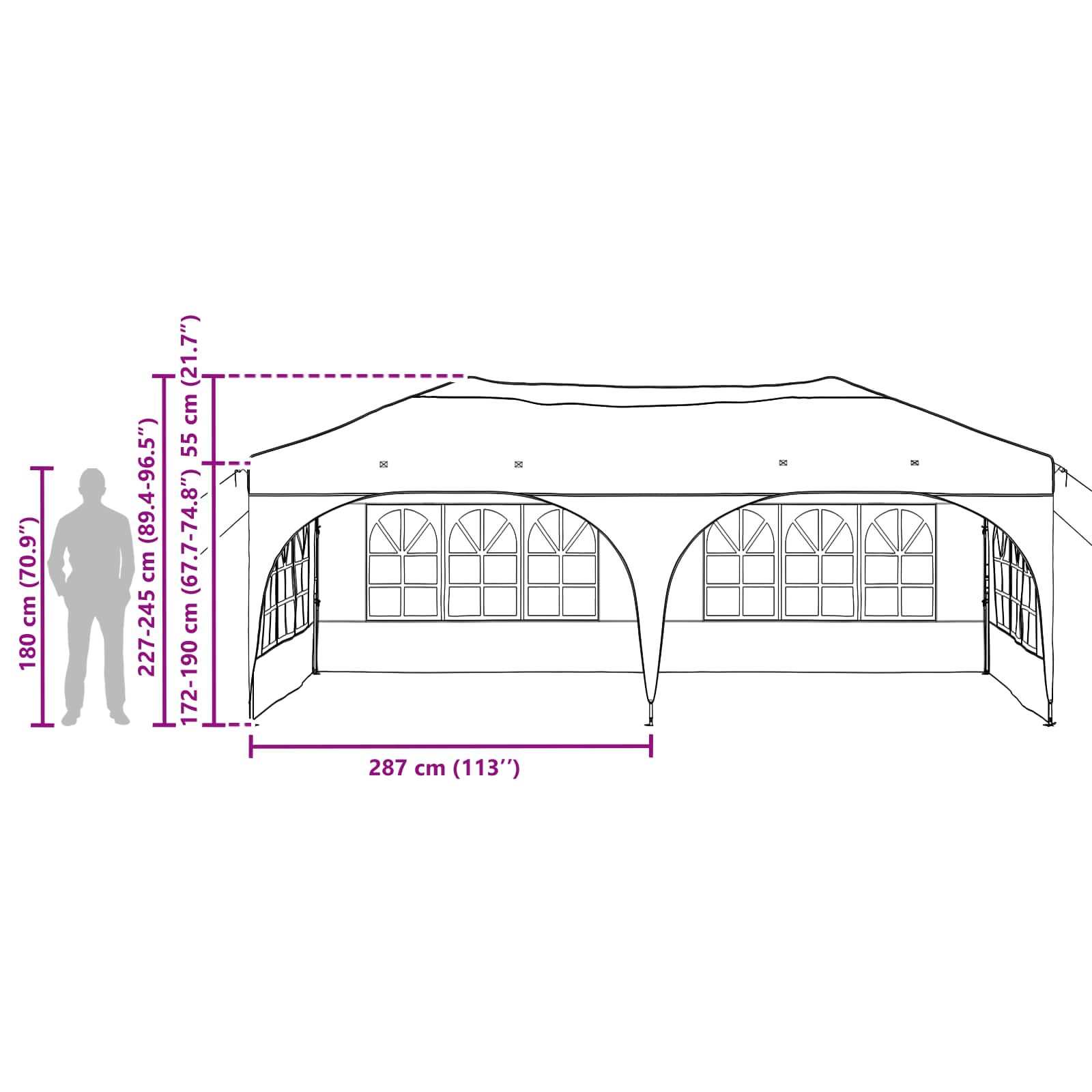 Pop-up Partyzelt 575 x 288 x 245 cm Terrakotta Oxford-Stoff