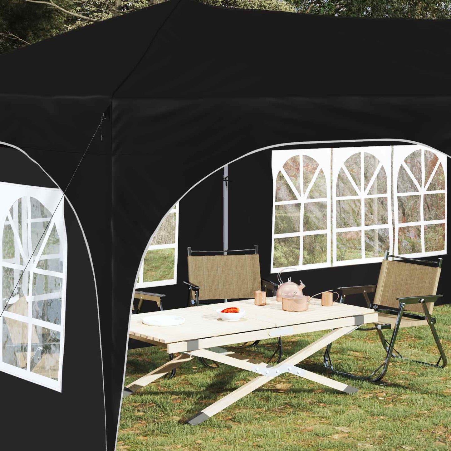 Pop-up Partyzelt 575 x 288 x 245 cm Schwarz Oxford-Stoff