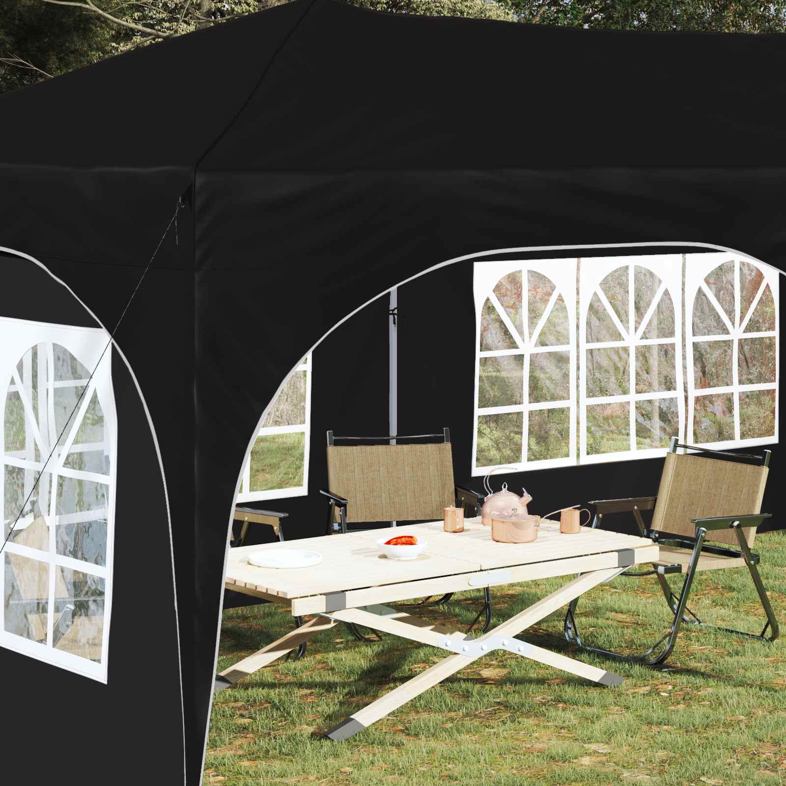 Pop-up Partyzelt 575 x 288 x 245 cm Schwarz Oxford-Stoff