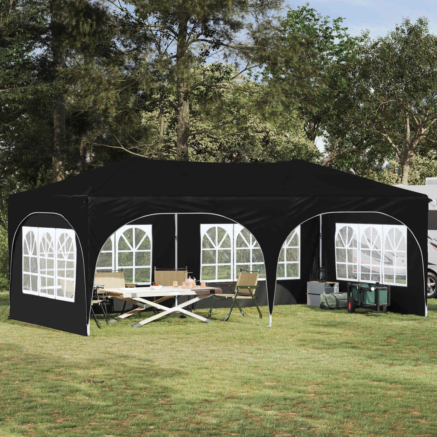 Pop-up Partyzelt 575 x 288 x 245 cm Schwarz Oxford-Stoff