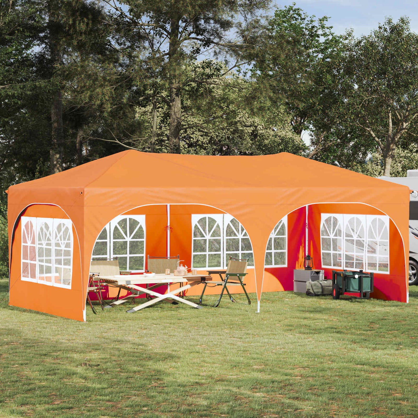 Pop-up Partyzelt 575 x 288 x 245 cm Orange Oxford-Stoff