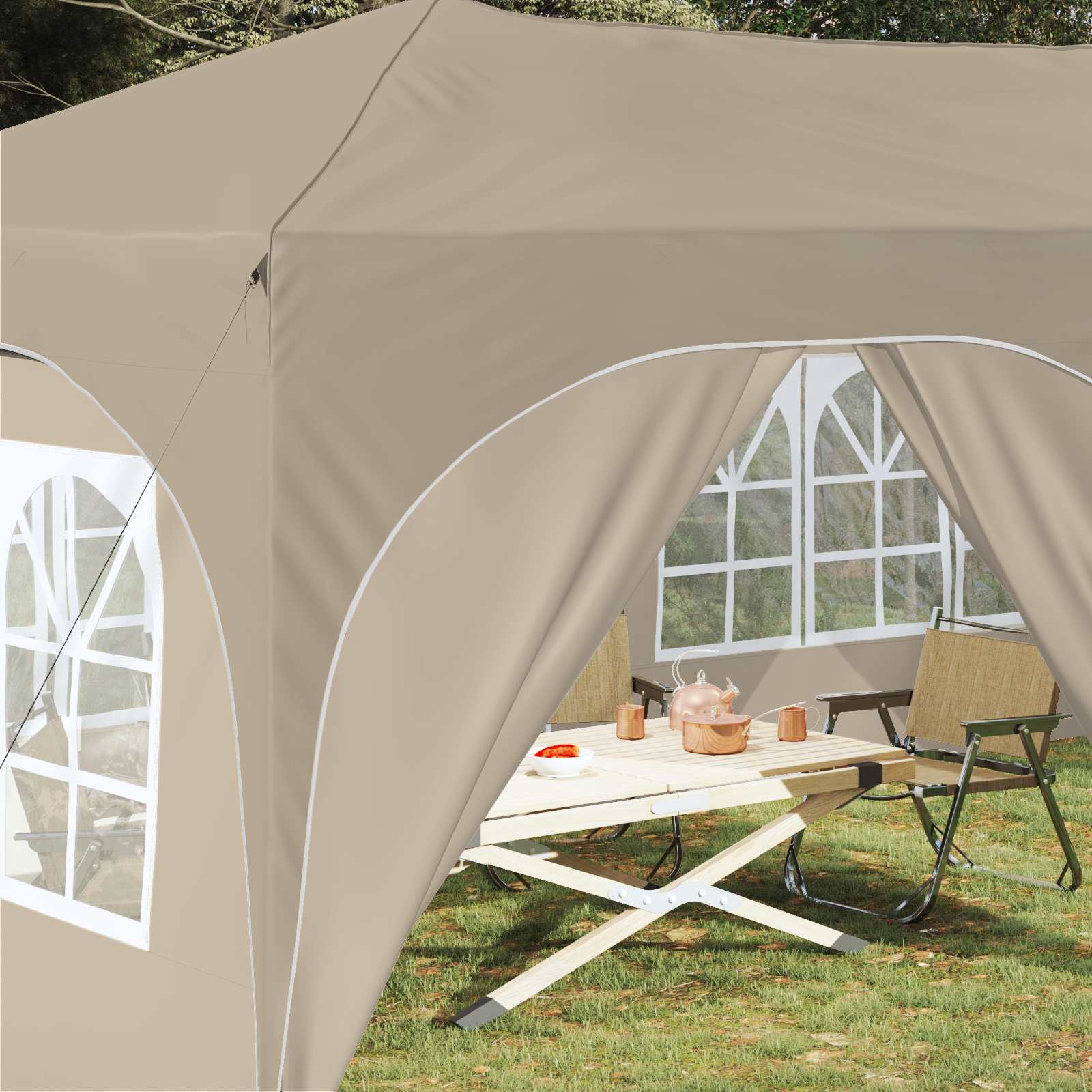 Pop-up Partyzelt 575 x 288 x 245 cm Creme Oxford-Stoff