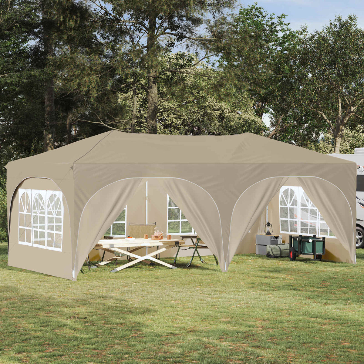 Pop-up Partyzelt 575 x 288 x 245 cm Creme Oxford-Stoff