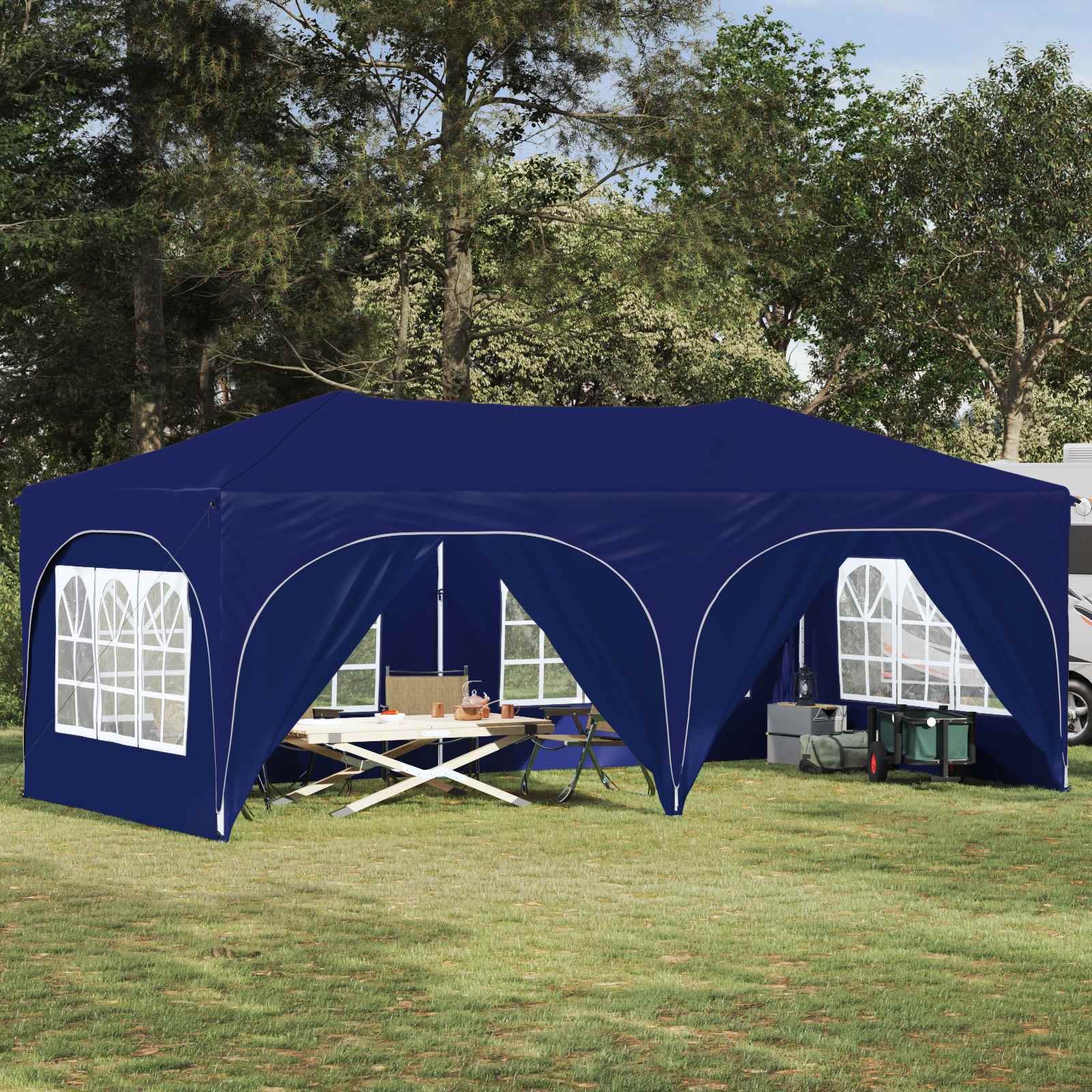 Pop-up Partyzelt 575 x 288 x 245 cm Blau Oxford-Stoff