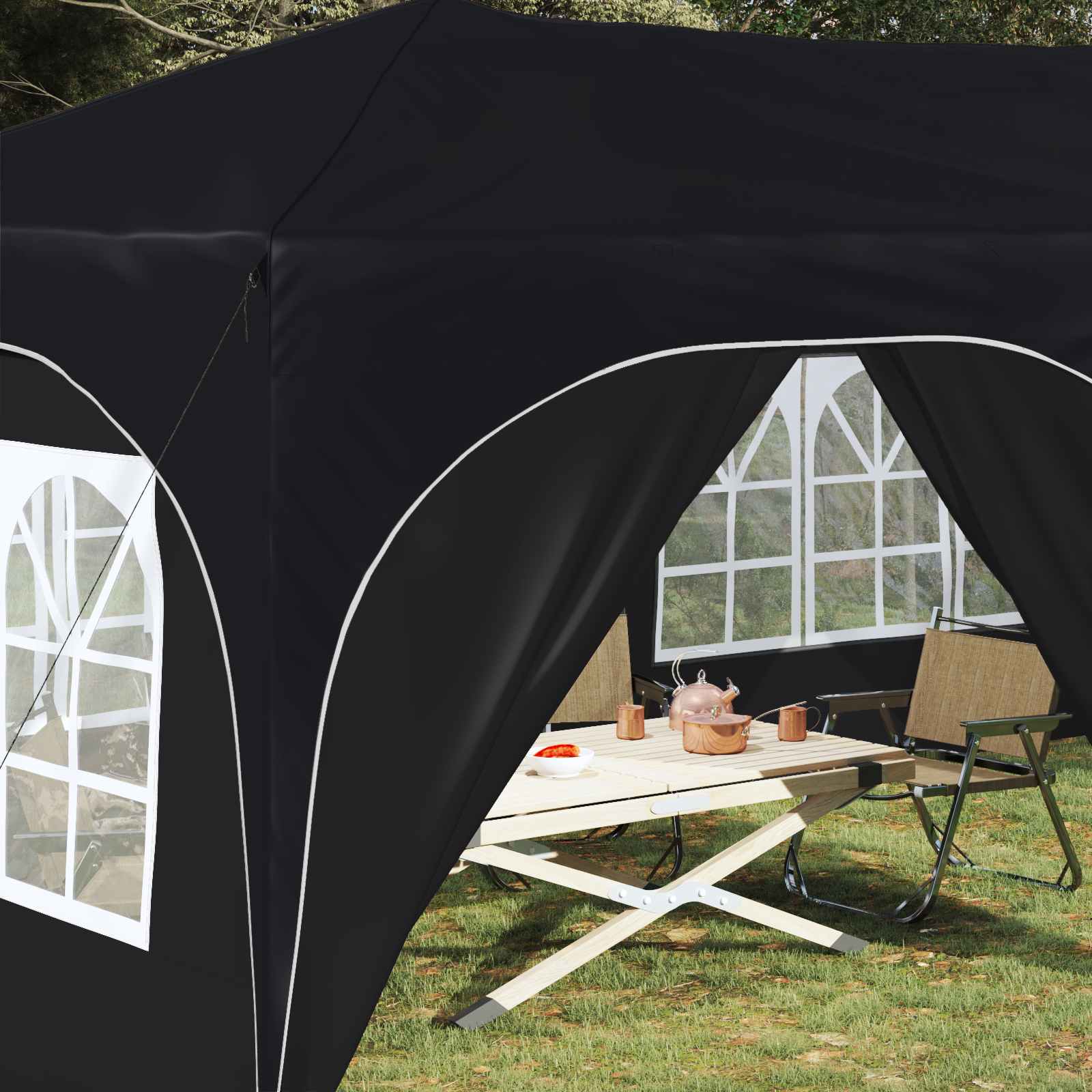 Pop-up Partyzelt 575 x 288 x 245 cm Anthrazit Oxford-Stoff