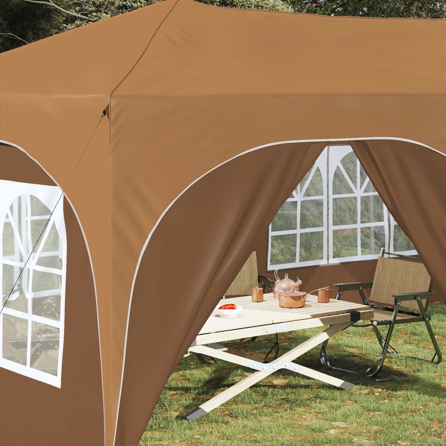 Pop-up Partyzelt 575 x 288 x 245 cm Beige Oxford-Stoff