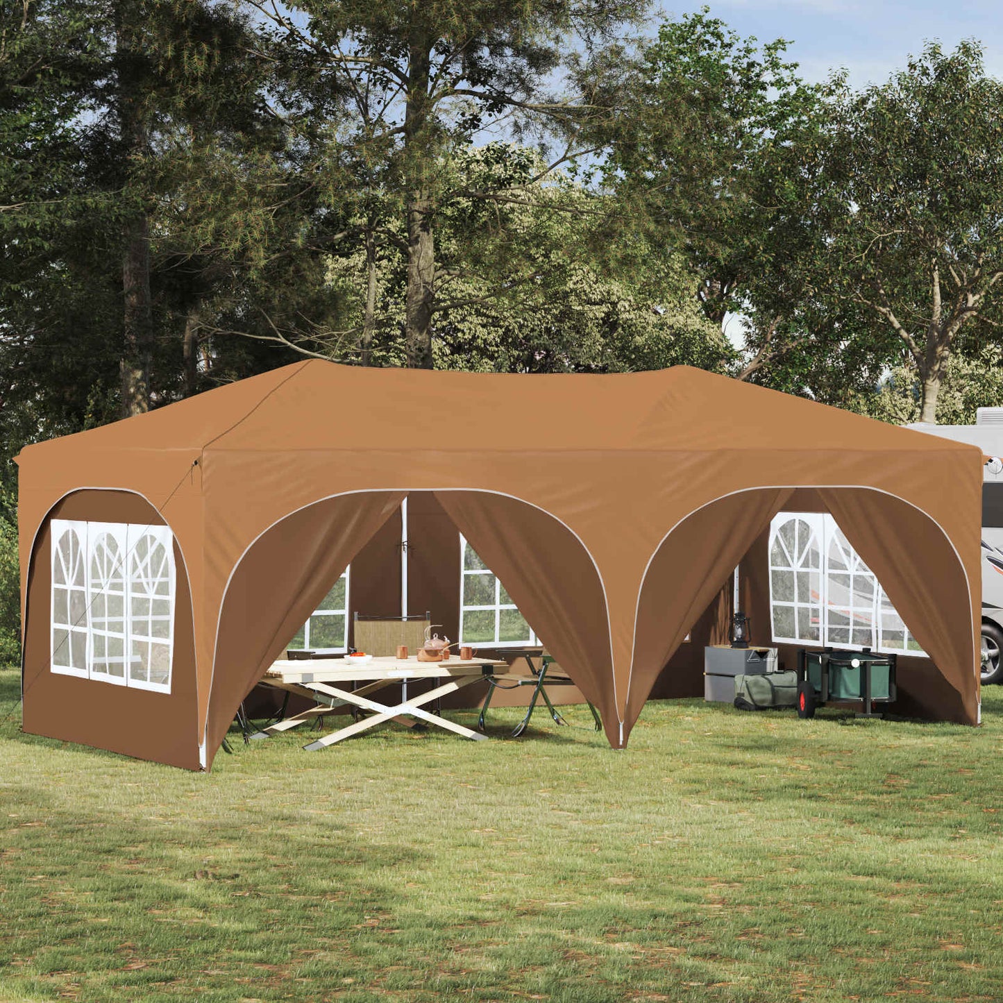 Pop-up Partyzelt 575 x 288 x 245 cm Beige Oxford-Stoff