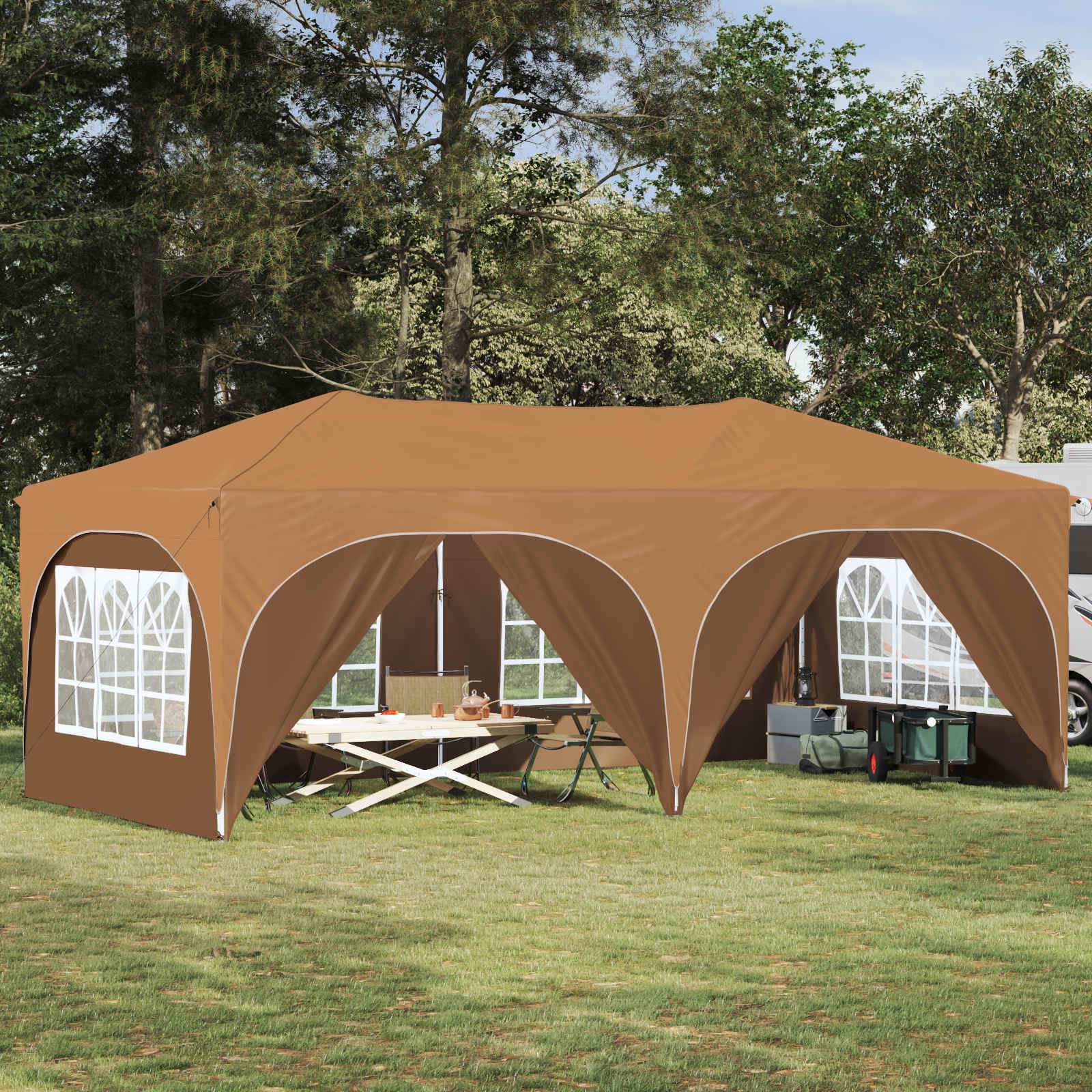 Pop-up Partyzelt 575 x 288 x 245 cm Beige Oxford-Stoff