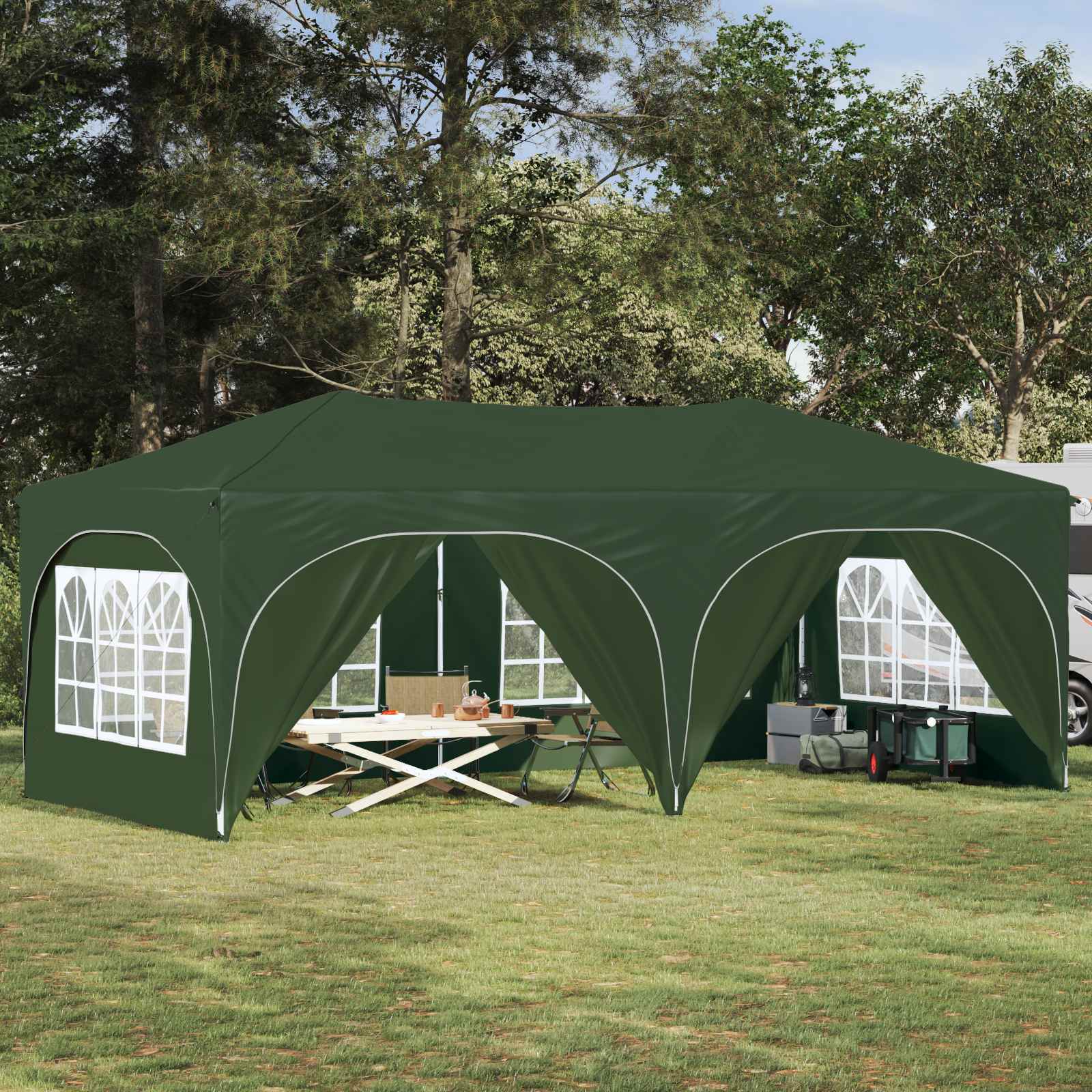 Pop-up Partyzelt 575 x 288 x 245 cm Grün Oxford-Stoff