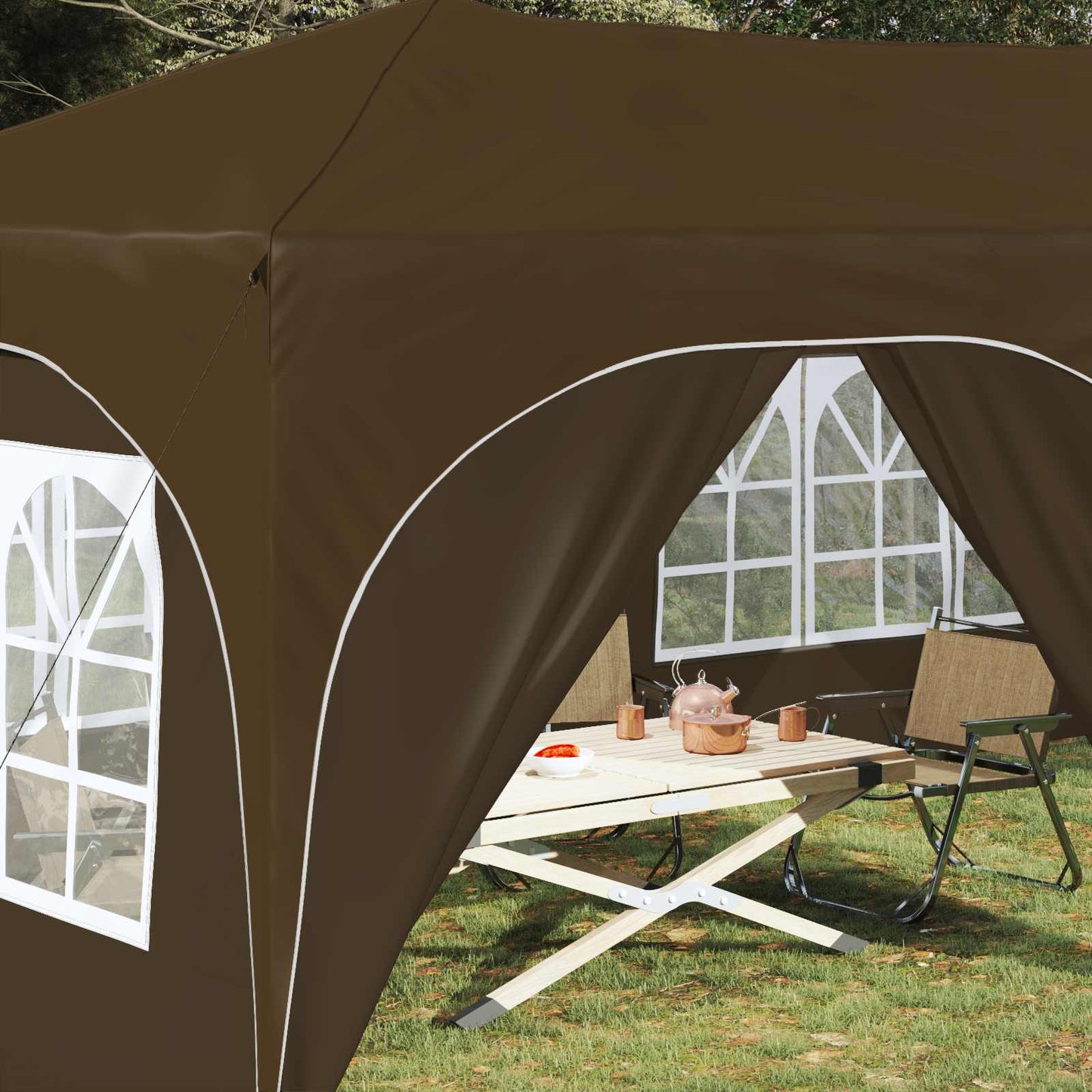 Pop-up Partyzelt 575 x 288 x 245 cm Taupe Oxford-Stoff