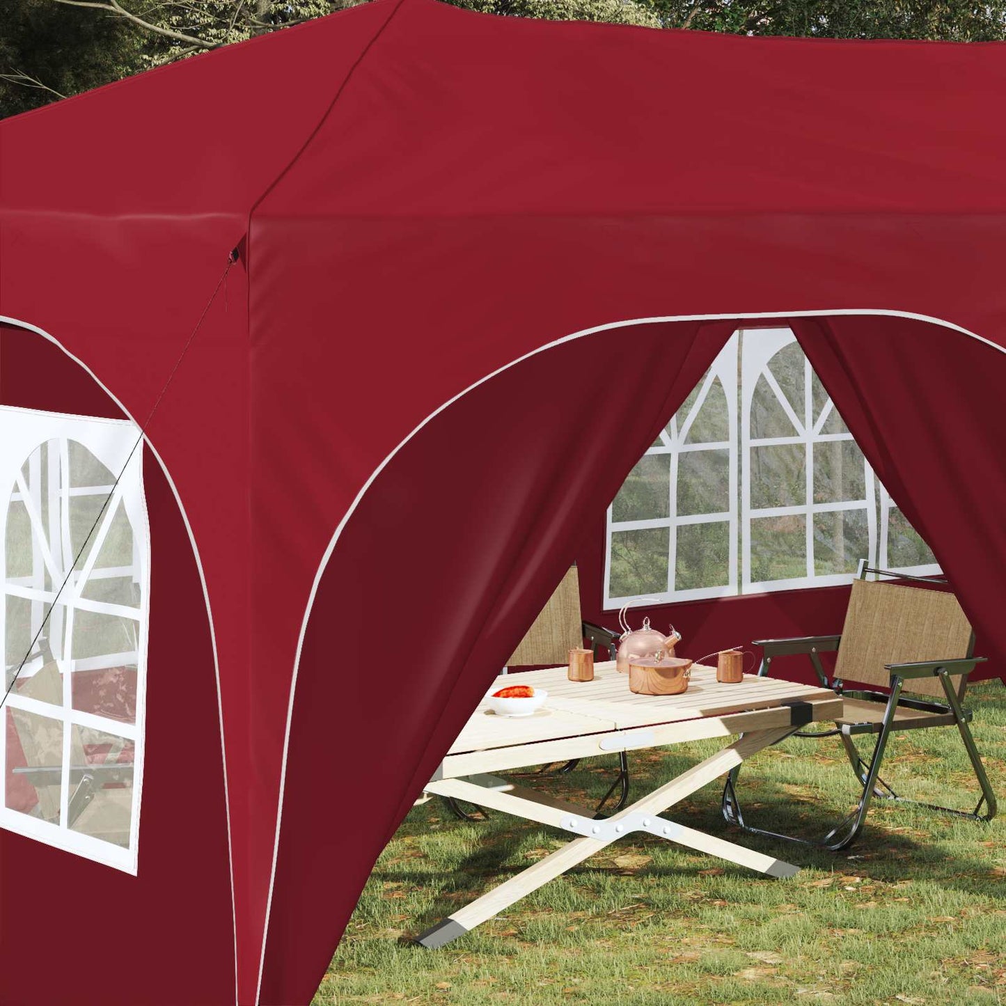 Pop-up Partyzelt 575 x 288 x 245 cm Bordeauxrot Oxford-Stoff