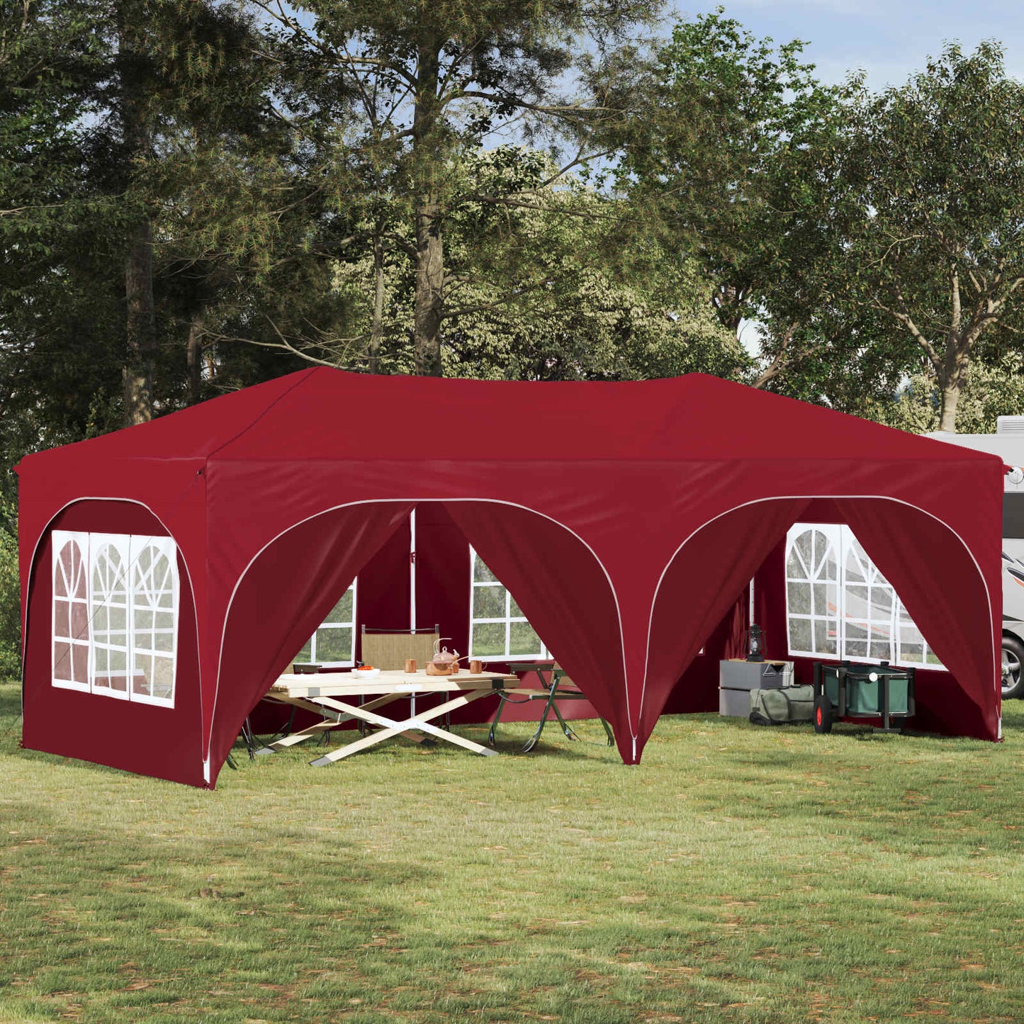 Pop-up Partyzelt 575 x 288 x 245 cm Bordeauxrot Oxford-Stoff