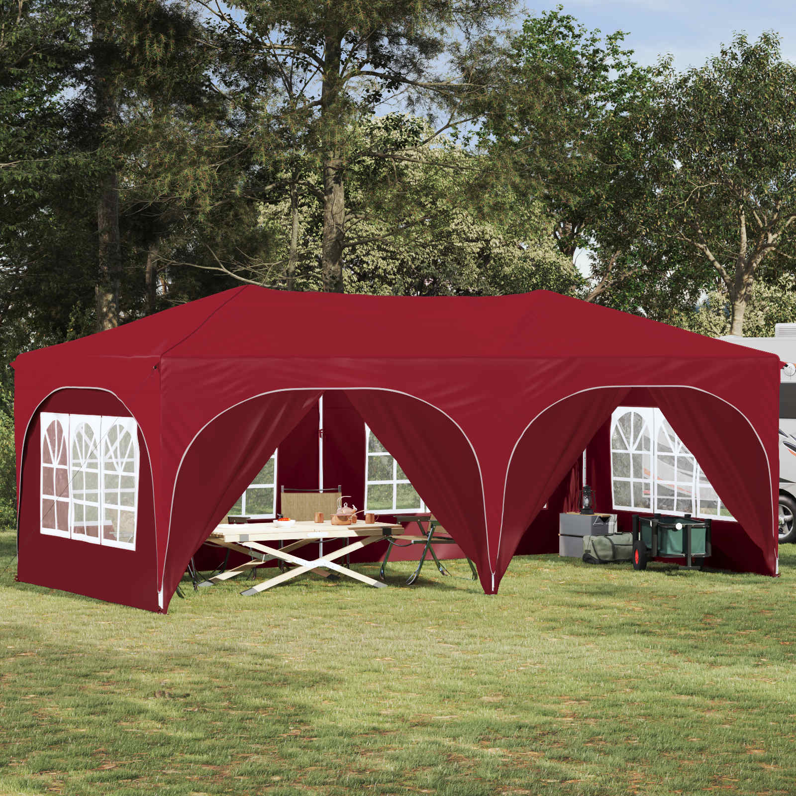 Pop-up Partyzelt 575 x 288 x 245 cm Bordeauxrot Oxford-Stoff