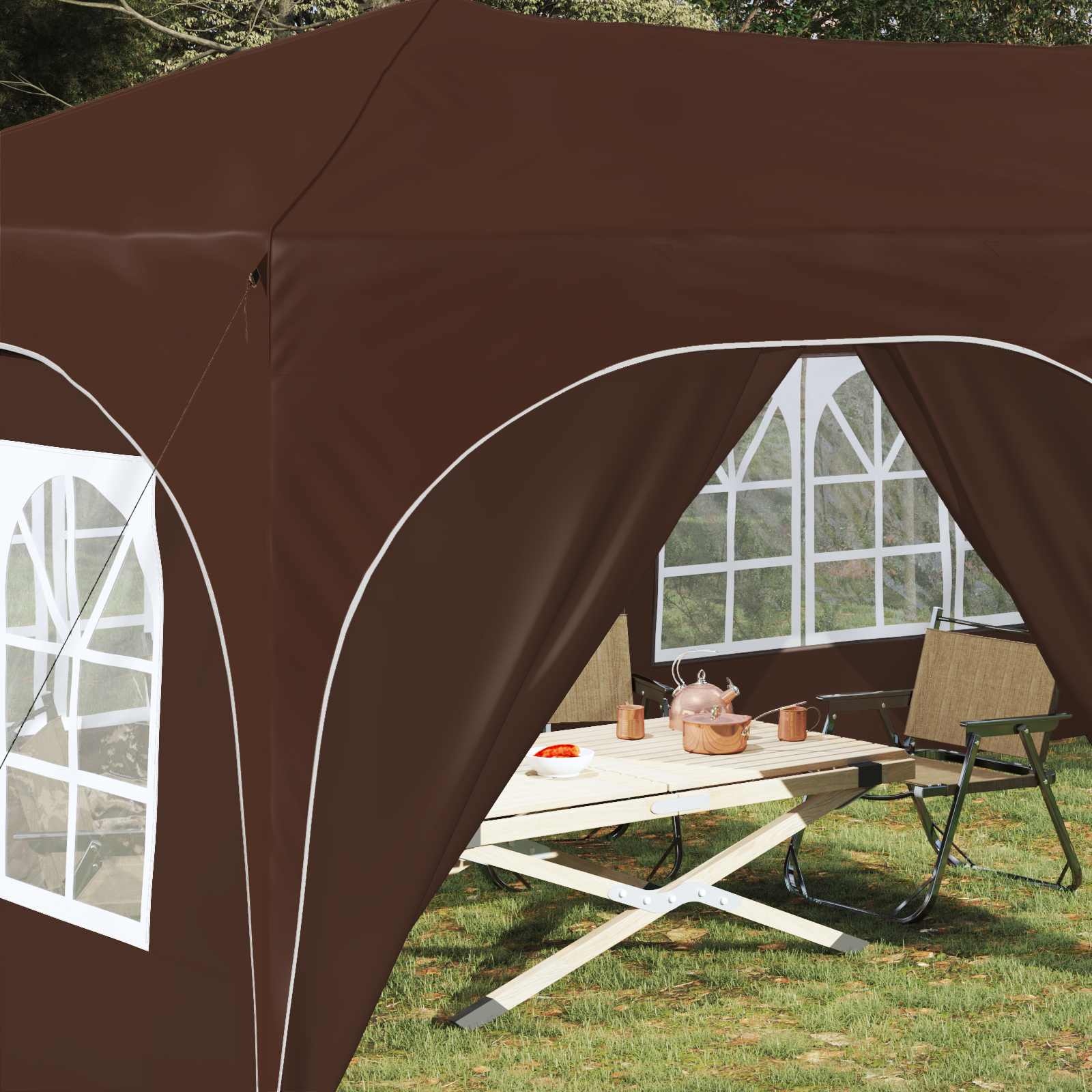 Pop-up Partyzelt 575 x 288 x 245 cm Braun Oxford-Stoff