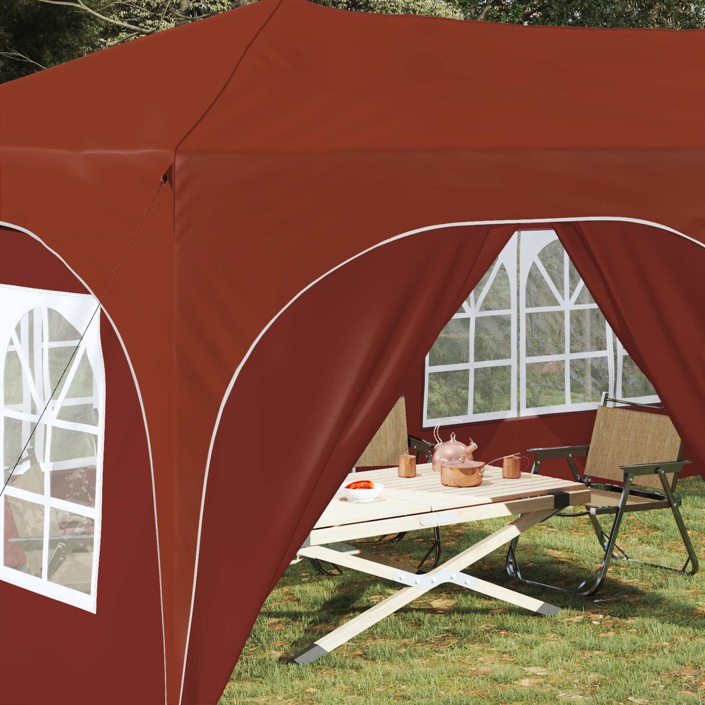 Pop-up Partyzelt 575 x 288 x 245 cm Terrakotta Oxford-Stoff