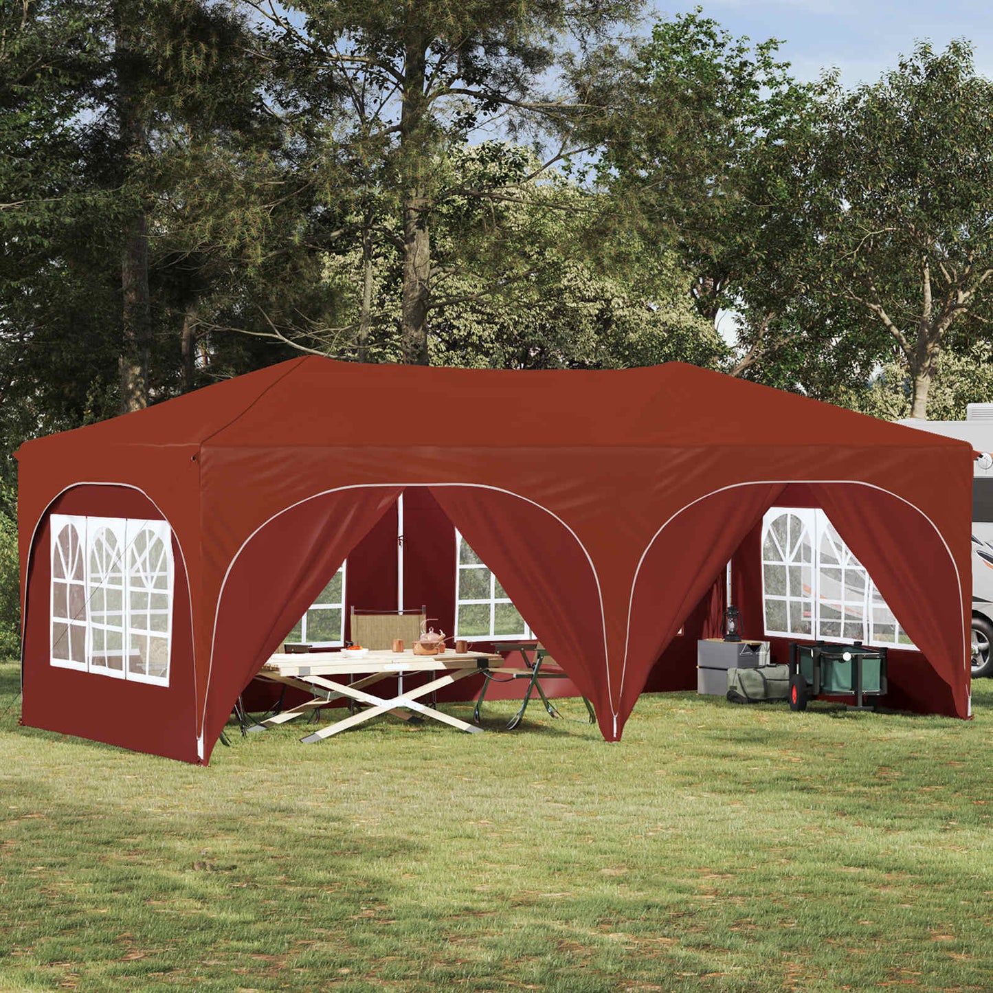 Pop-up Partyzelt 575 x 288 x 245 cm Terrakotta Oxford-Stoff