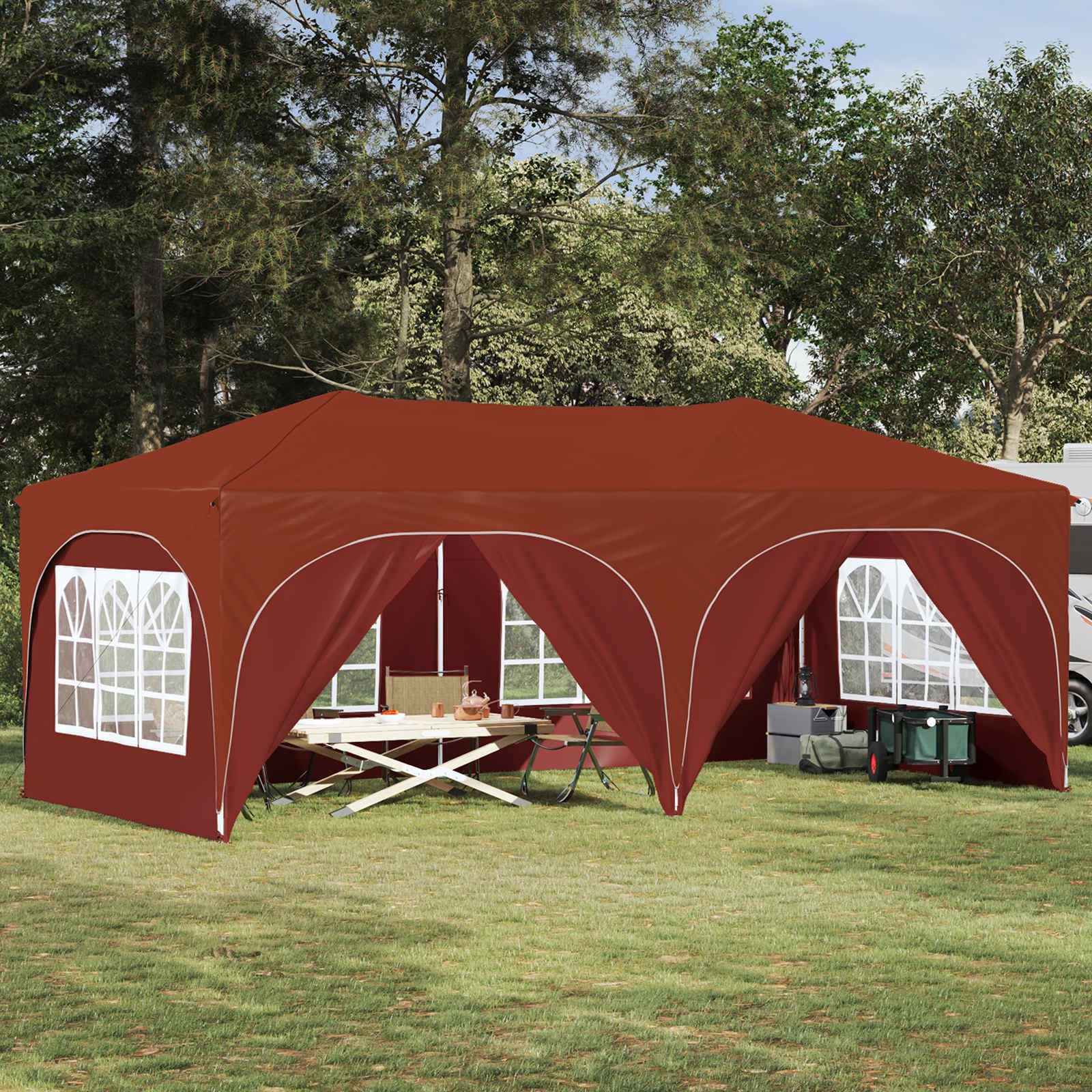 Pop-up Partyzelt 575 x 288 x 245 cm Terrakotta Oxford-Stoff