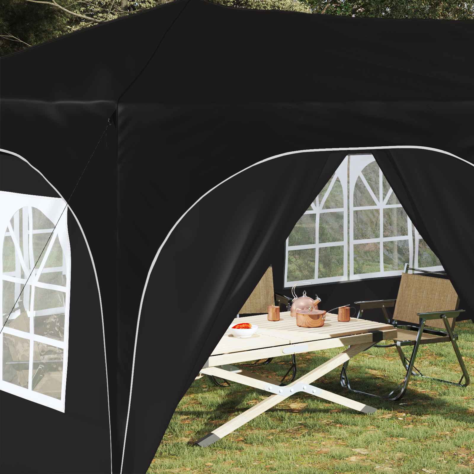 Pop-up Partyzelt 575 x 288 x 245 cm Schwarz Oxford-Stoff