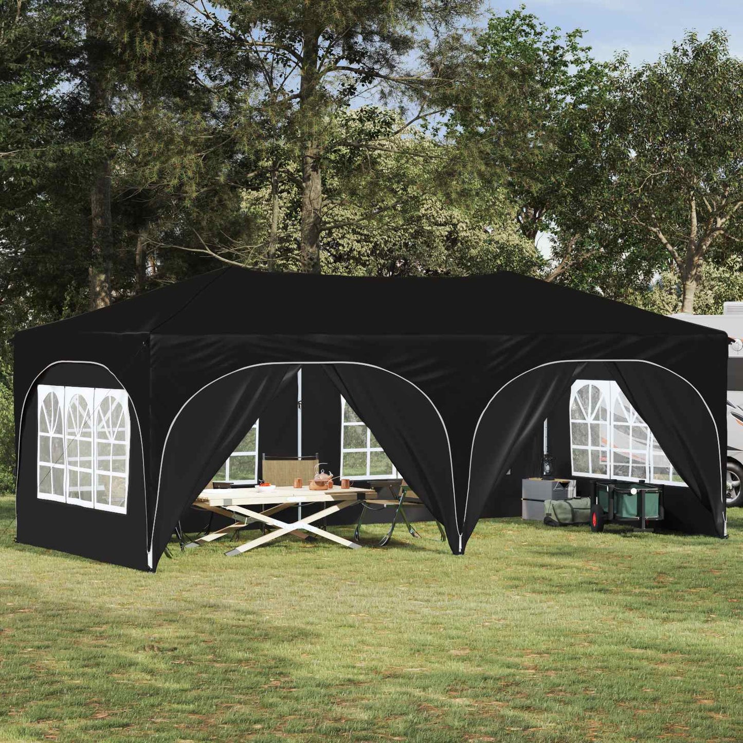 Pop-up Partyzelt 575 x 288 x 245 cm Schwarz Oxford-Stoff