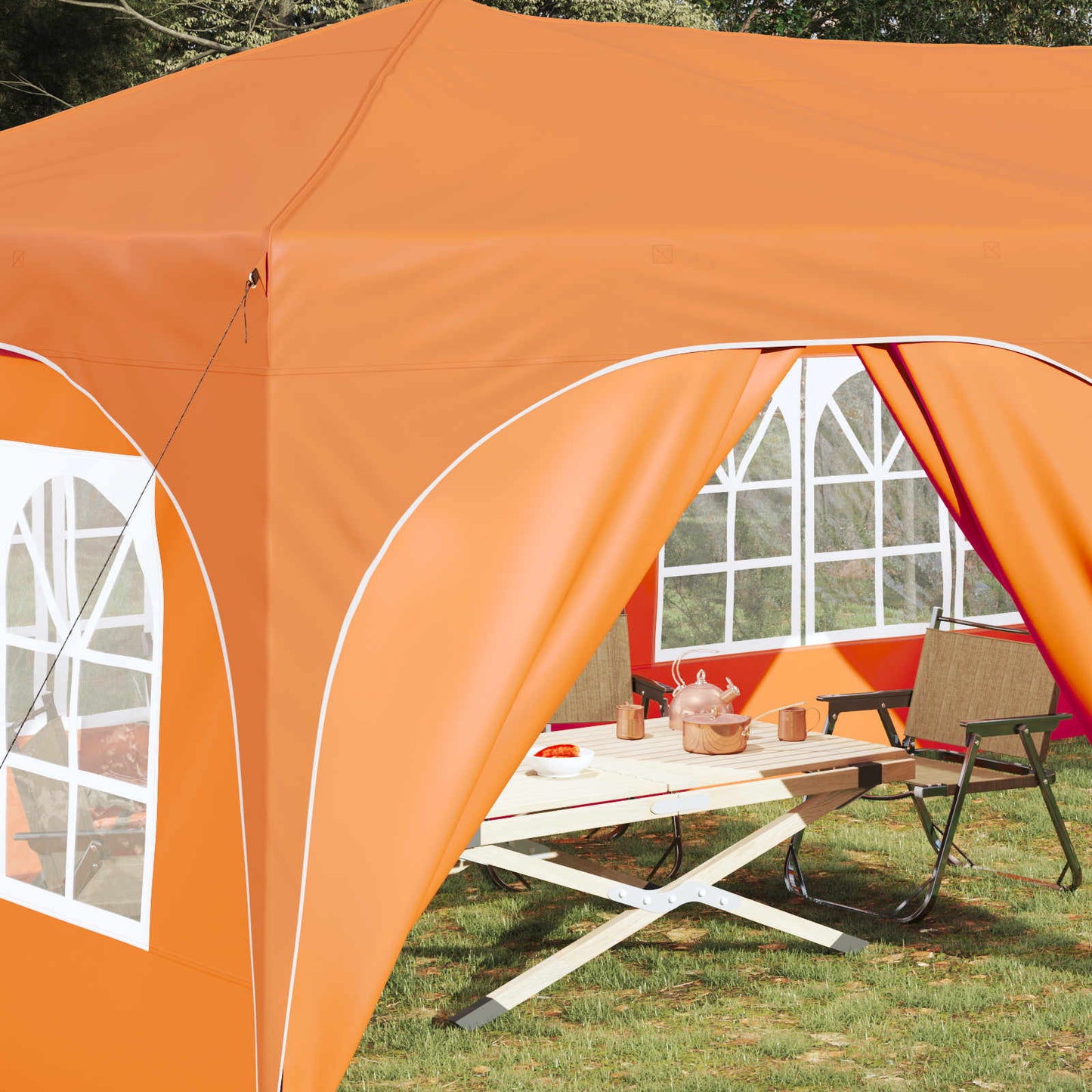 Pop-up Partyzelt 575 x 288 x 245 cm Orange Oxford-Stoff