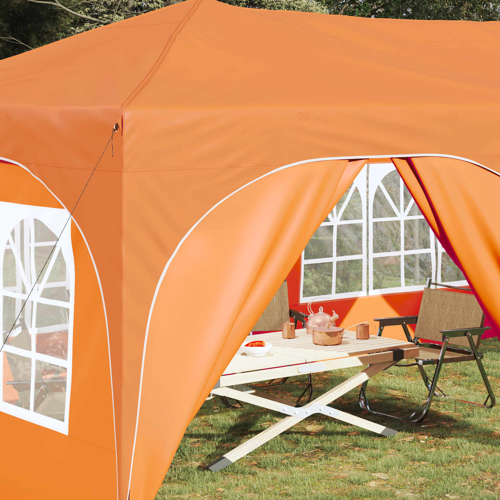 Pop-up Partyzelt 575 x 288 x 245 cm Orange Oxford-Stoff