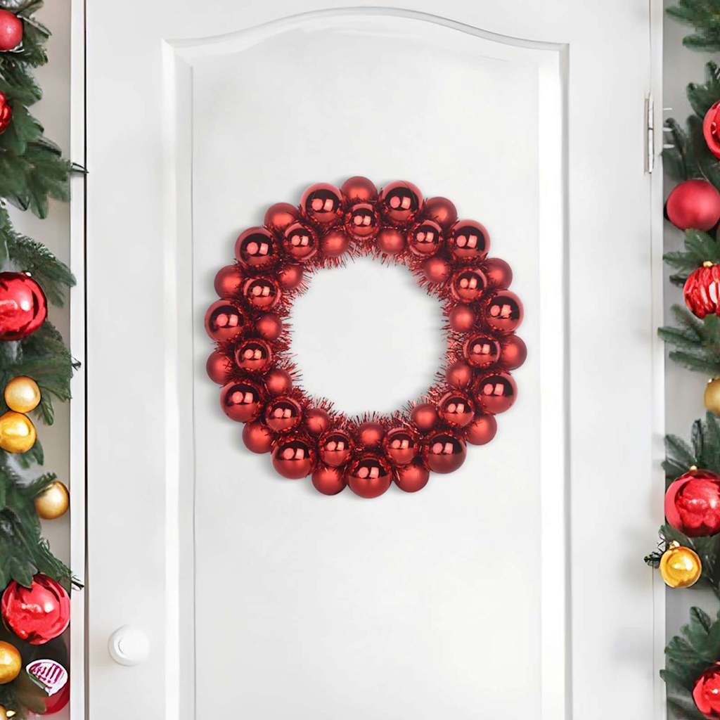 Weihnachtsballkränze 2 Stk. LEDs Rot 33 x 33 x 7 cm Polystyrol