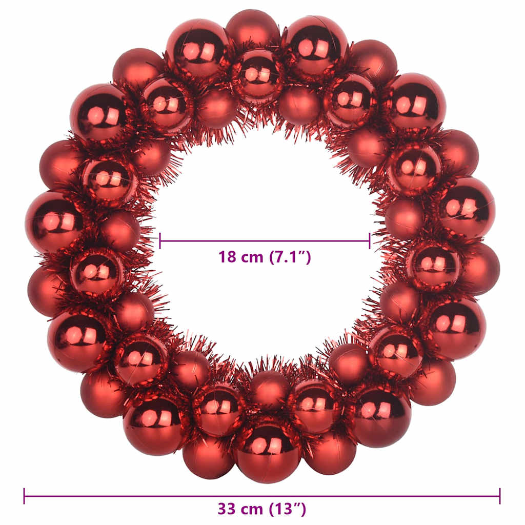 Weihnachtsballkränze 2 Stk. LEDs Rot 33 x 33 x 7 cm Polystyrol