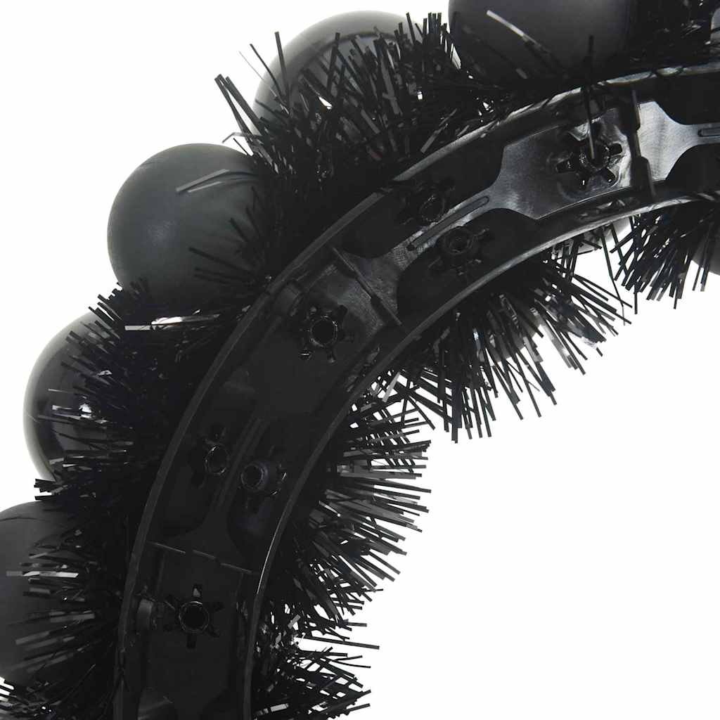 Weihnachtsballkränze 2 Stk. Schwarz 33 x 33 x 7 cm Polystyrol