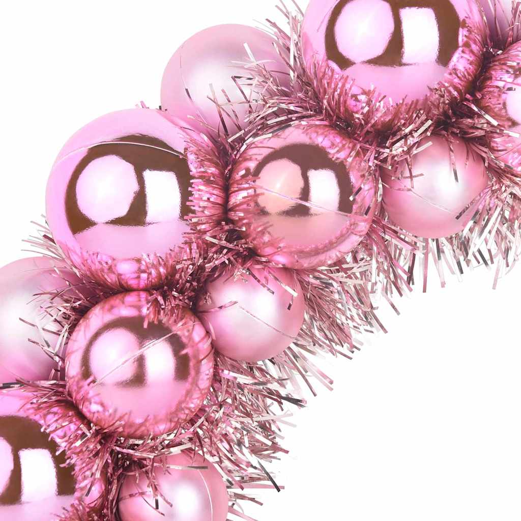 Weihnachtsballkränze 2 Stk. LEDs Rosa 33 x 33 x 7 cm Polystyrol