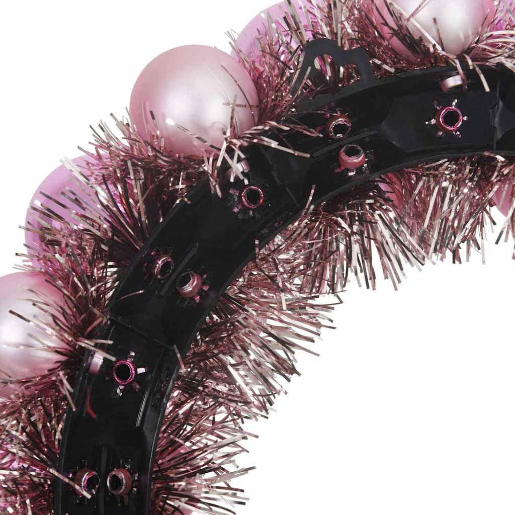Weihnachtsballkränze 2 Stk. LEDs Rosa 33 x 33 x 7 cm Polystyrol