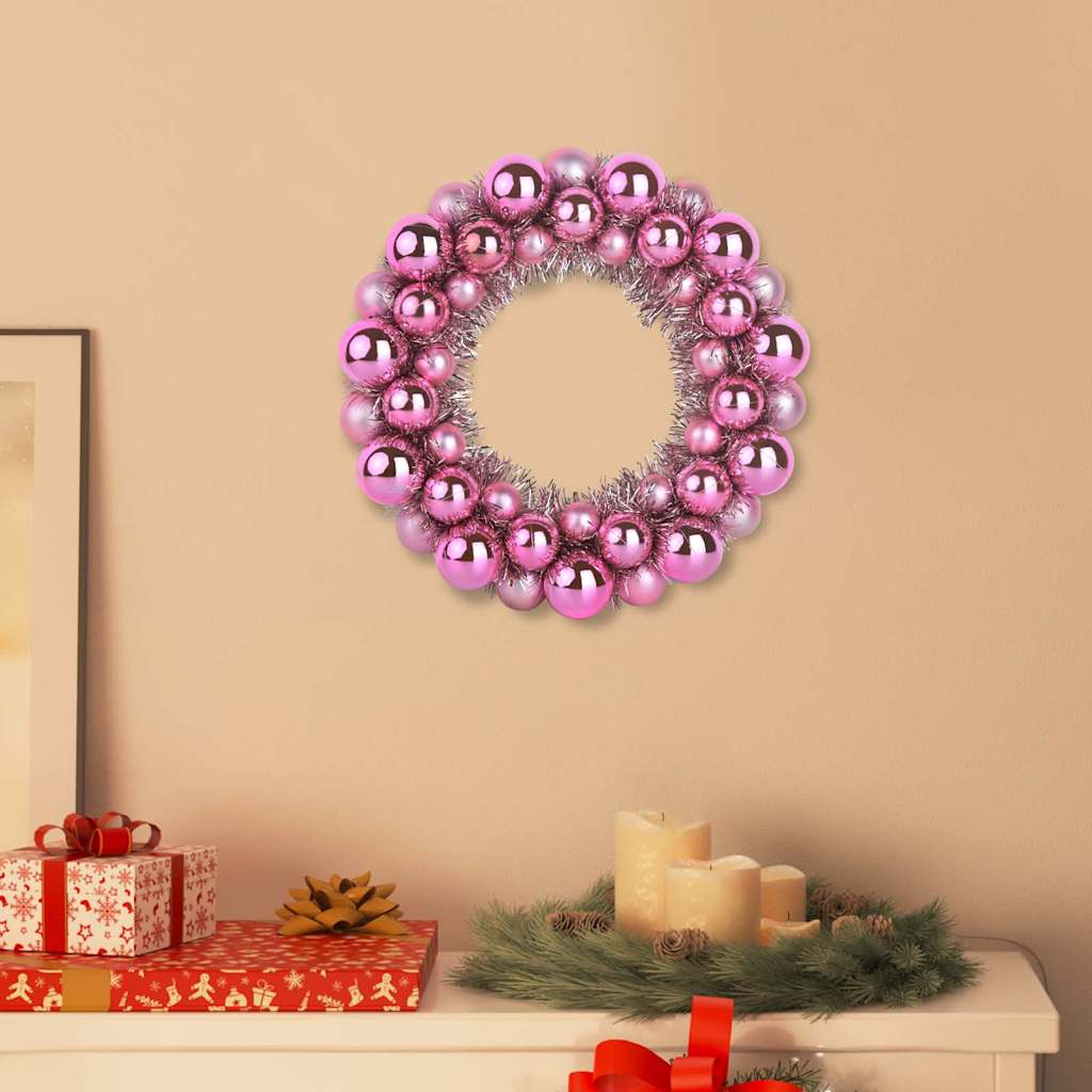 Weihnachtsballkränze 2 Stk. LEDs Rosa 33 x 33 x 7 cm Polystyrol