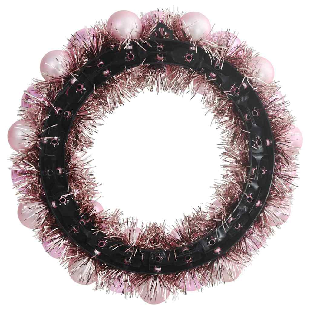 Weihnachtsballkränze 2 Stk. LEDs Rosa 33 x 33 x 7 cm Polystyrol