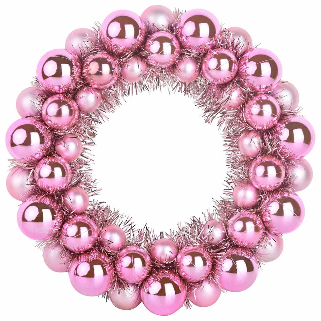Weihnachtsballkränze 2 Stk. LEDs Rosa 33 x 33 x 7 cm Polystyrol