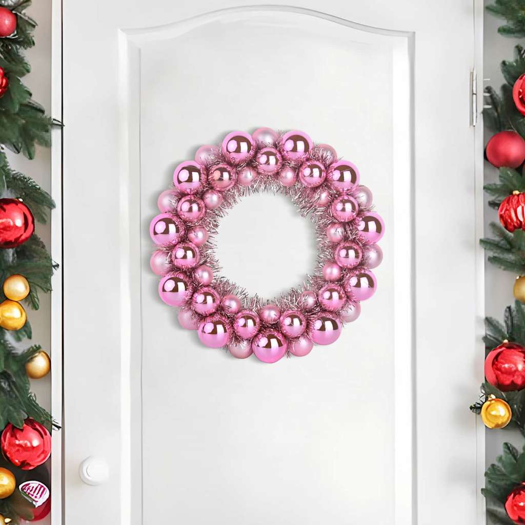 Weihnachtsballkränze 2 Stk. LEDs Rosa 33 x 33 x 7 cm Polystyrol