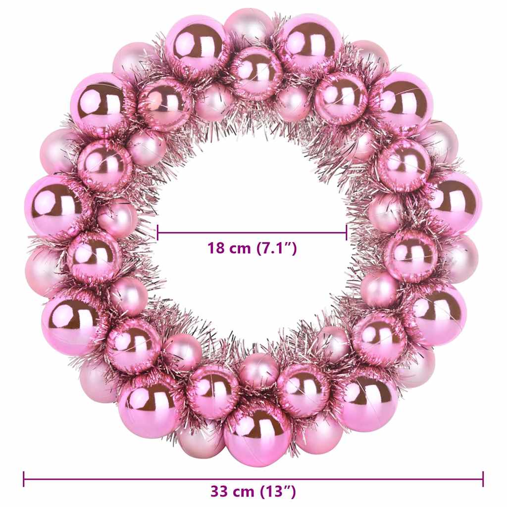 Weihnachtsballkränze 2 Stk. LEDs Rosa 33 x 33 x 7 cm Polystyrol