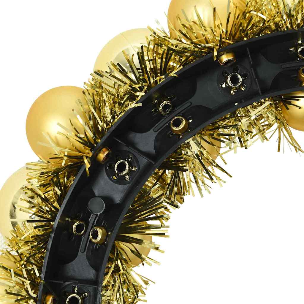 Weihnachtsballkränze 2 Stk. LEDs Gold 33 x 33 x 7 cm Polystyrol