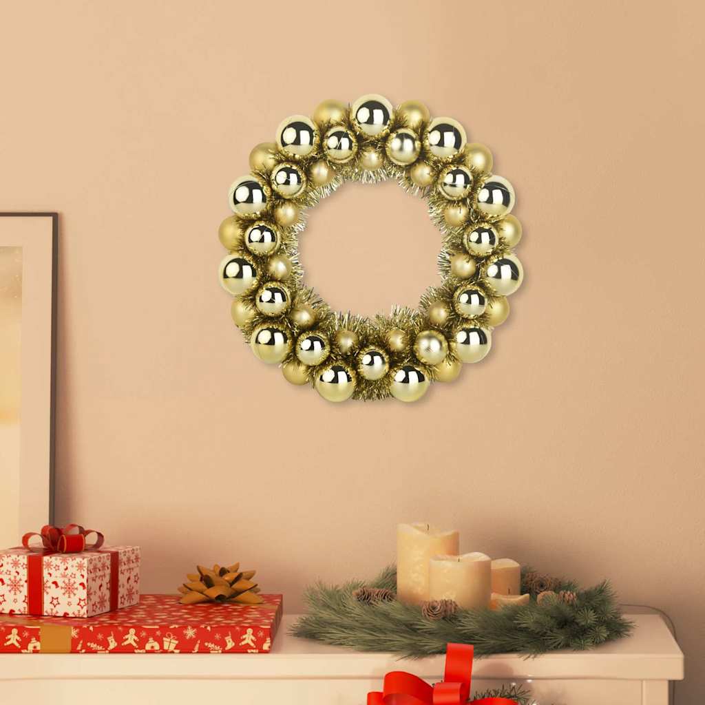 Weihnachtsballkränze 2 Stk. LEDs Gold 33 x 33 x 7 cm Polystyrol