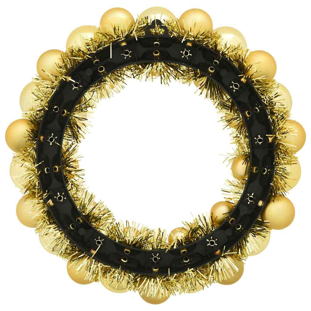 Weihnachtsballkränze 2 Stk. LEDs Gold 33 x 33 x 7 cm Polystyrol