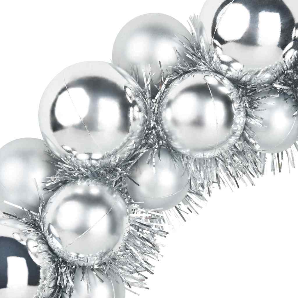 Weihnachtsballkränze 2 Stk. Silber 33 x 33 x 7 cm Polystyrol